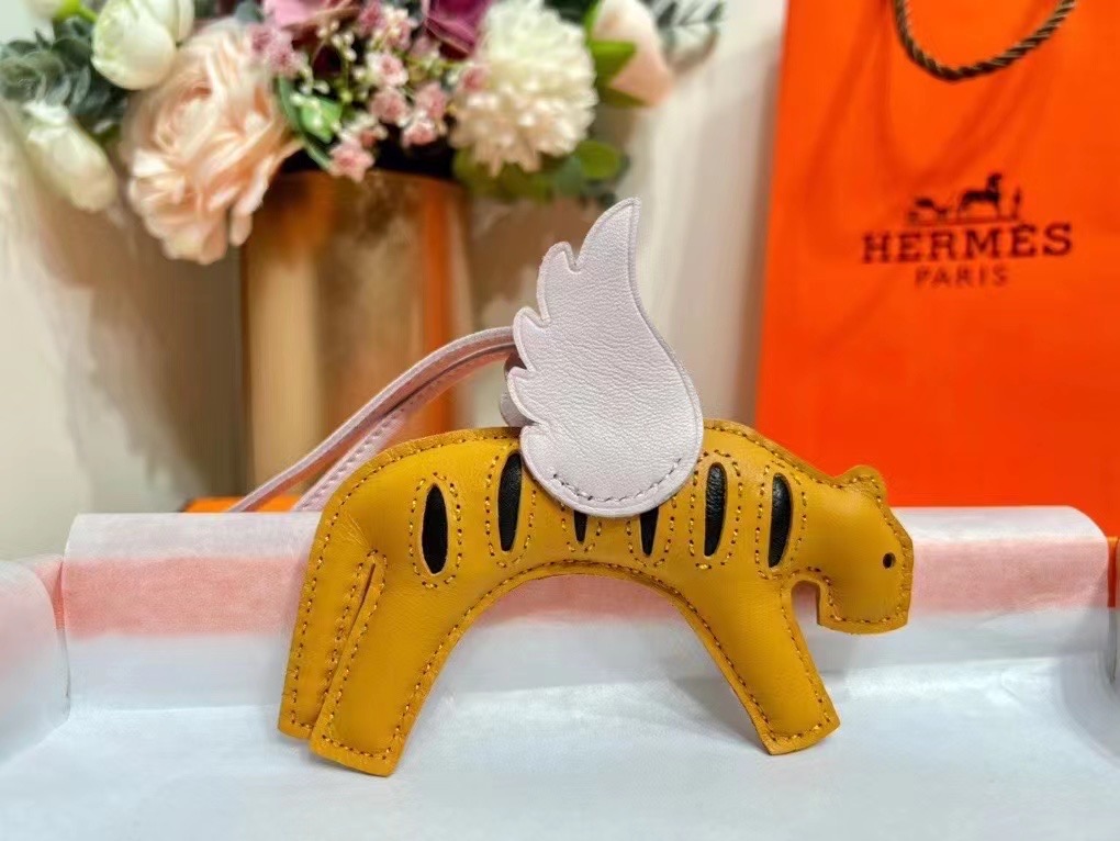 Handmade The Swift Leather Flying Tiger bag charm,Black Swift leather Flying Tiger kelly bag charm