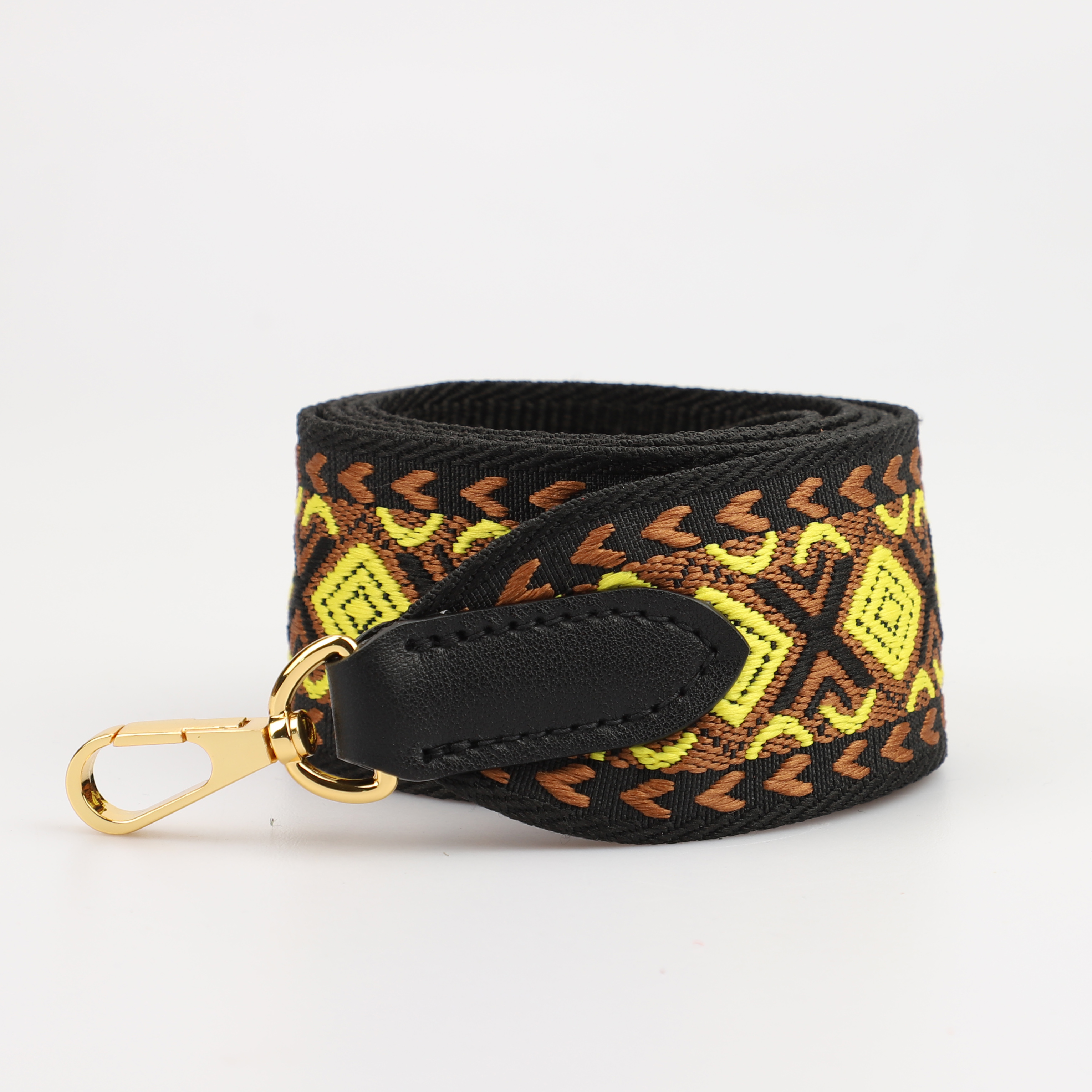 2‘’ Wide Black and gold with jacquard webbing shoulder bag strap
