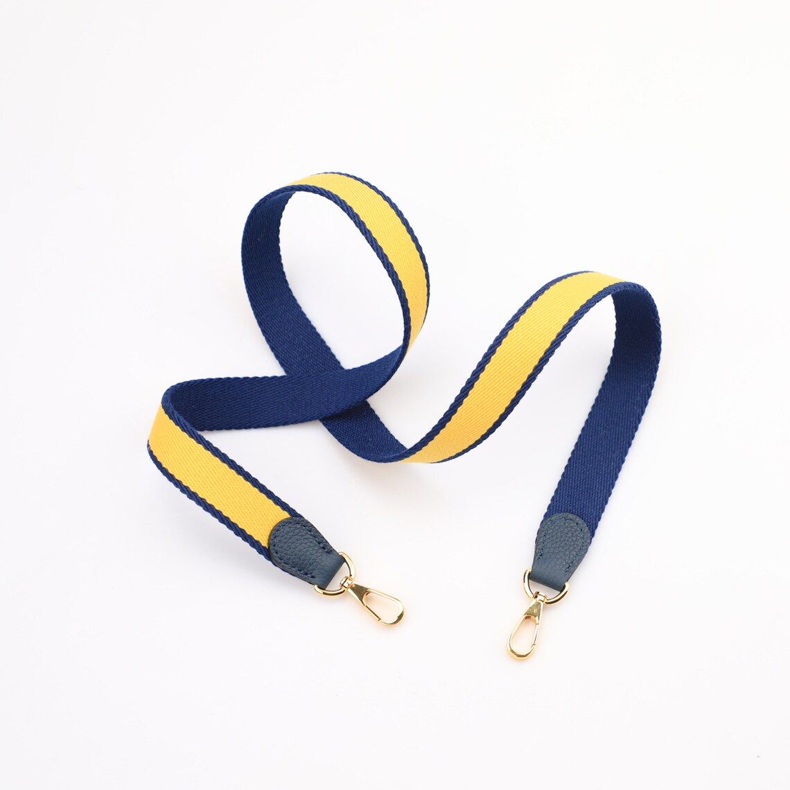 1" Wide Bi-Color Deep Blue/Lime Canvas and Togo Leather shoulder strap for Evelyne TPM