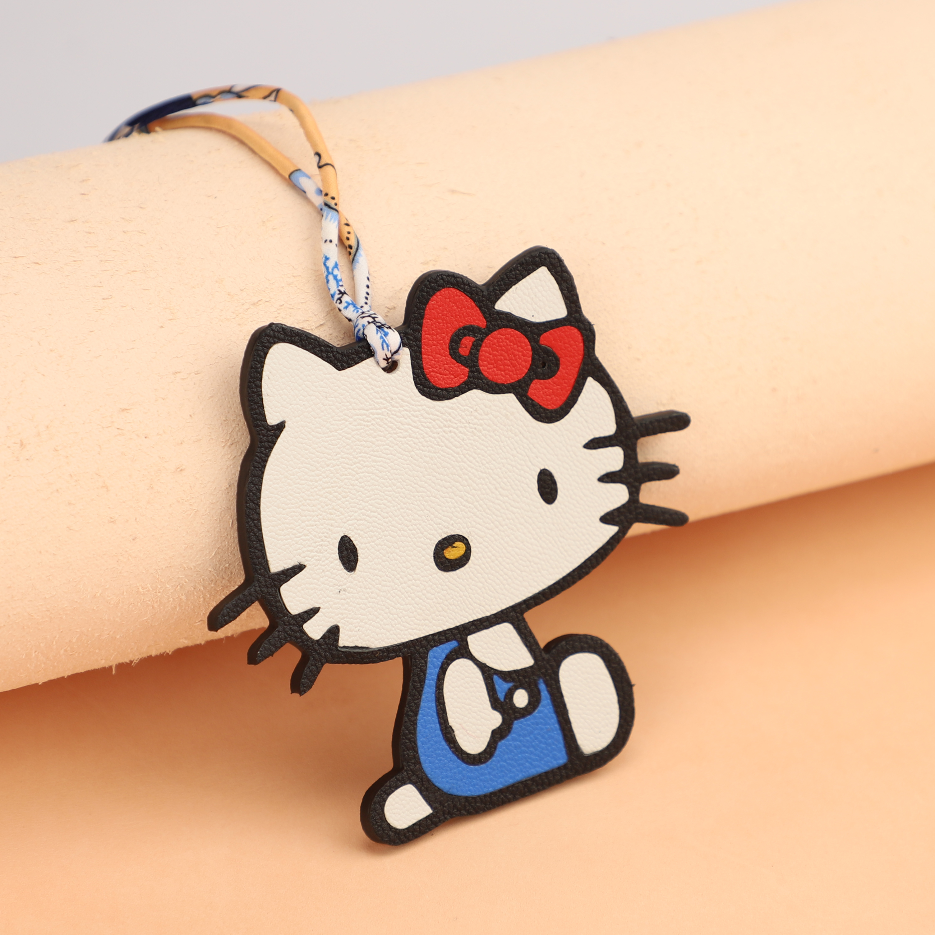 Handmade Chevre Gyzore Goatskin Hello Kitty Bag Charm,Hello Kitty charm