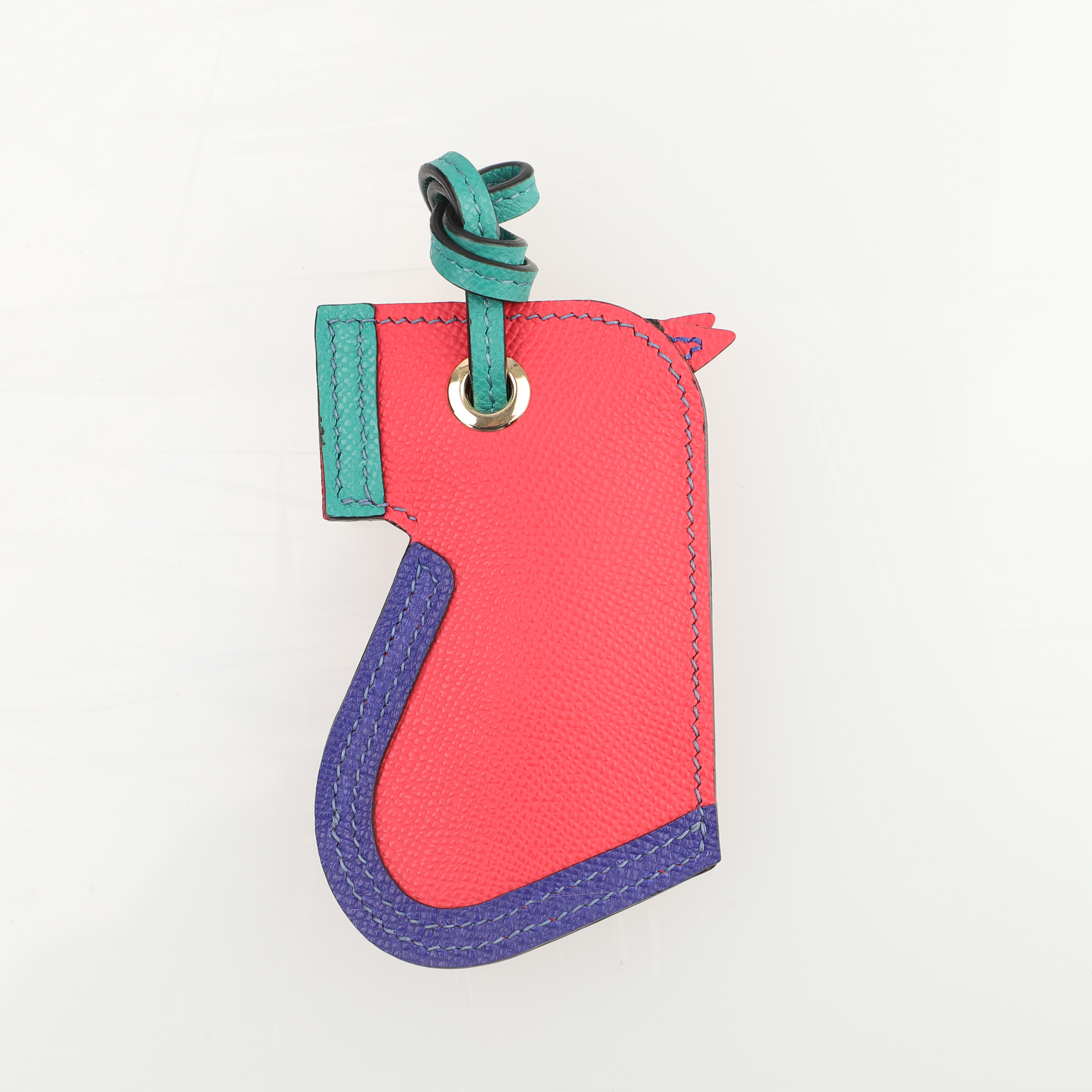 Camail Key Ring Bag Charm Horse Bleu Electrique Vertigo Extreme  in Epsom leather Handmade and hand stitching