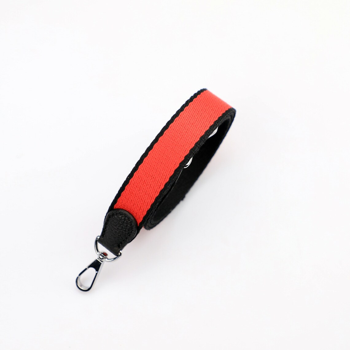 1" Wide Bi-Color Black/Red Canvas and Togo Leather shoulder strap for Evelyne TPM