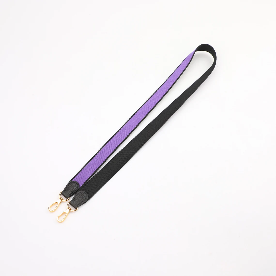 1" Wide Bi-Color Black/Purple Canvas and Togo Leather shoulder strap for Evelyne TPM