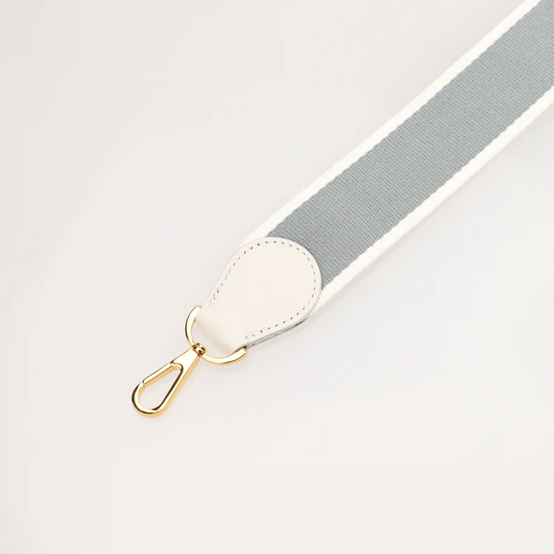 Handamde The 2" wide Blue Glacier/White canvas and togo leather shoulder strap for brand bag,guita strap,crossbody strap