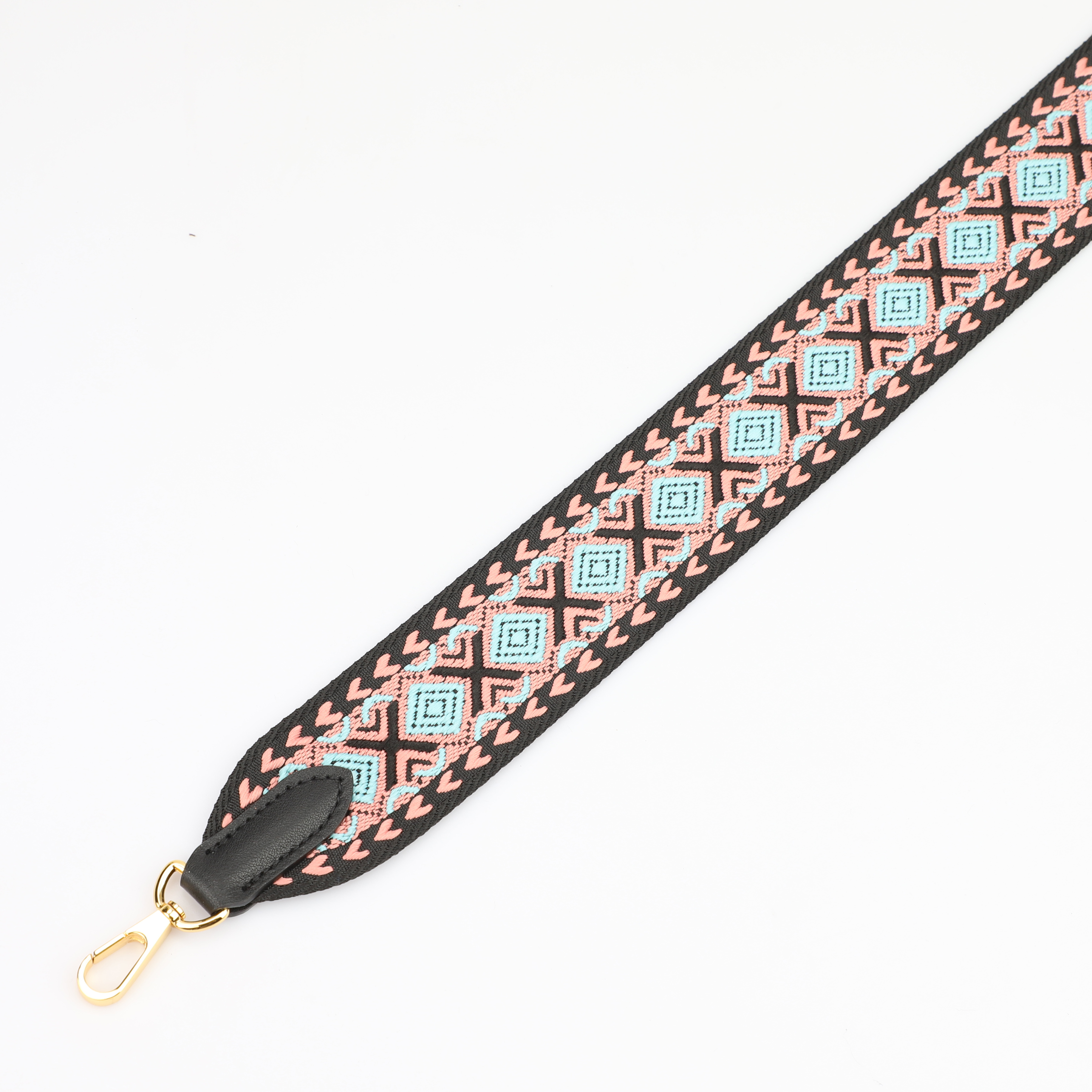2 "Wide Pink, White and Black jacquard webbing shoulder strap