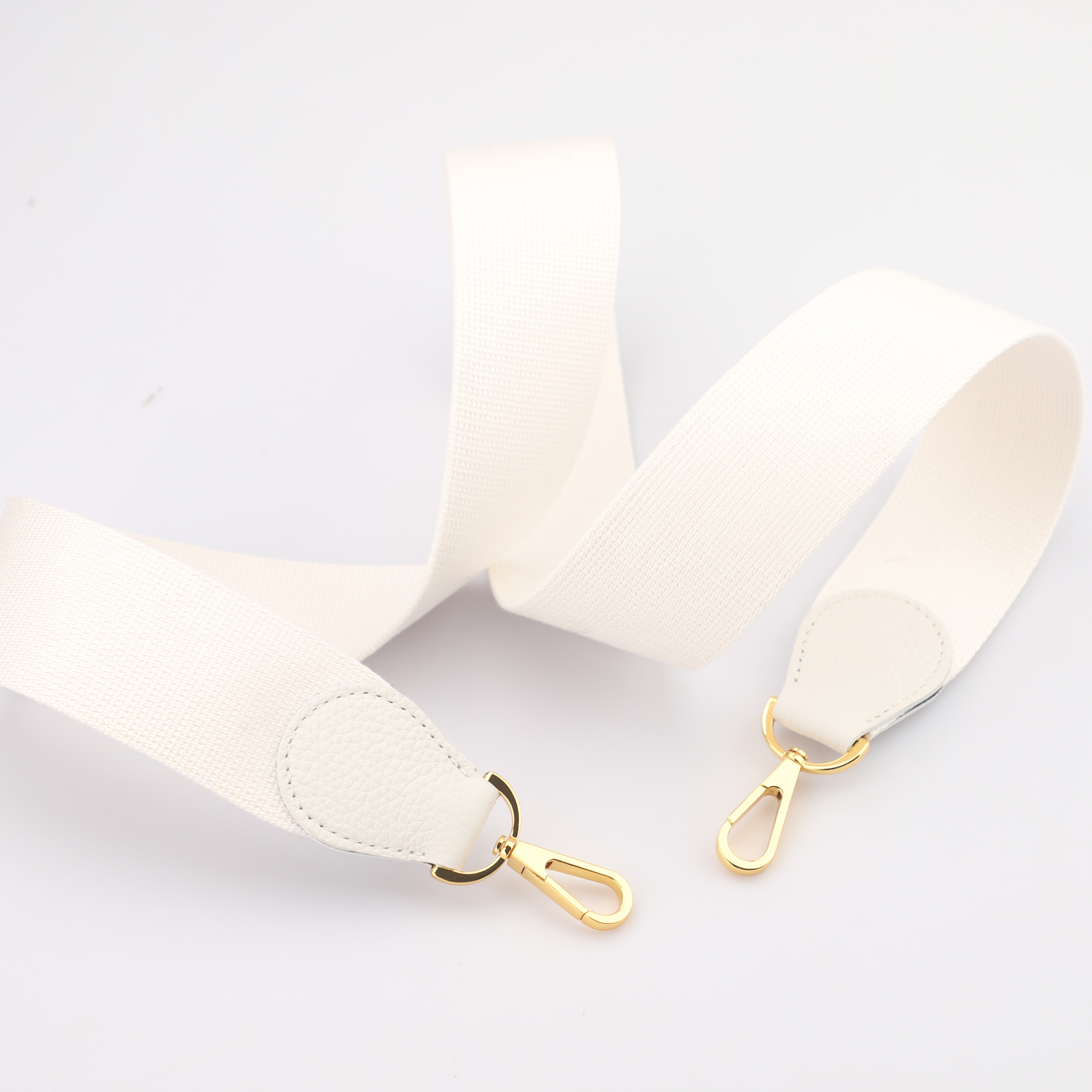 2" White Canvas and Togo Leather shoulder bag strap,Crossbody bag strap,Guitar Strap for Kelly bags and Bolide bags