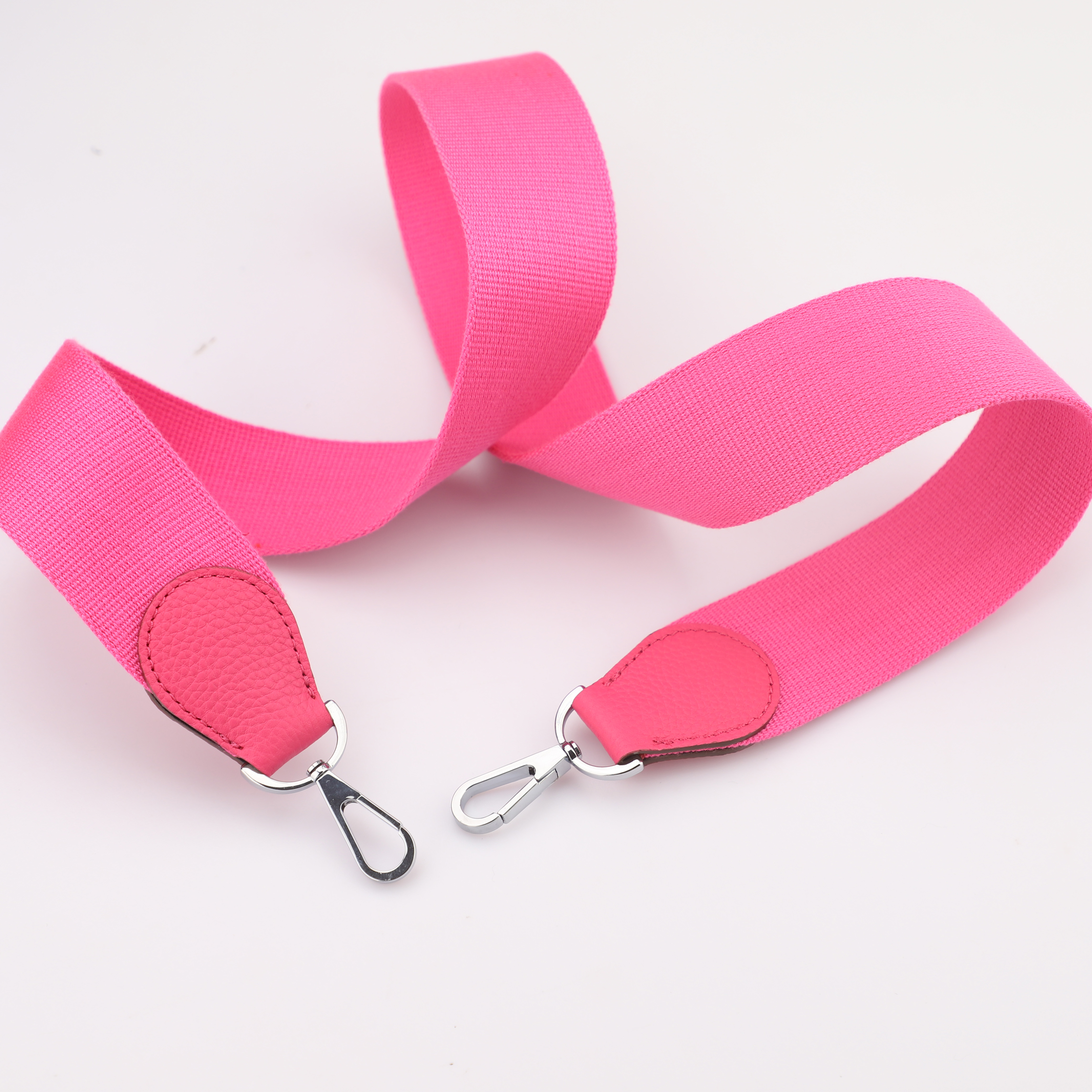 2"  Rose Shocking Canvas and Togo Leather shoulder bag strap,Crossbody bag strap,Guitar Strap for Kelly bags and Bolide bags