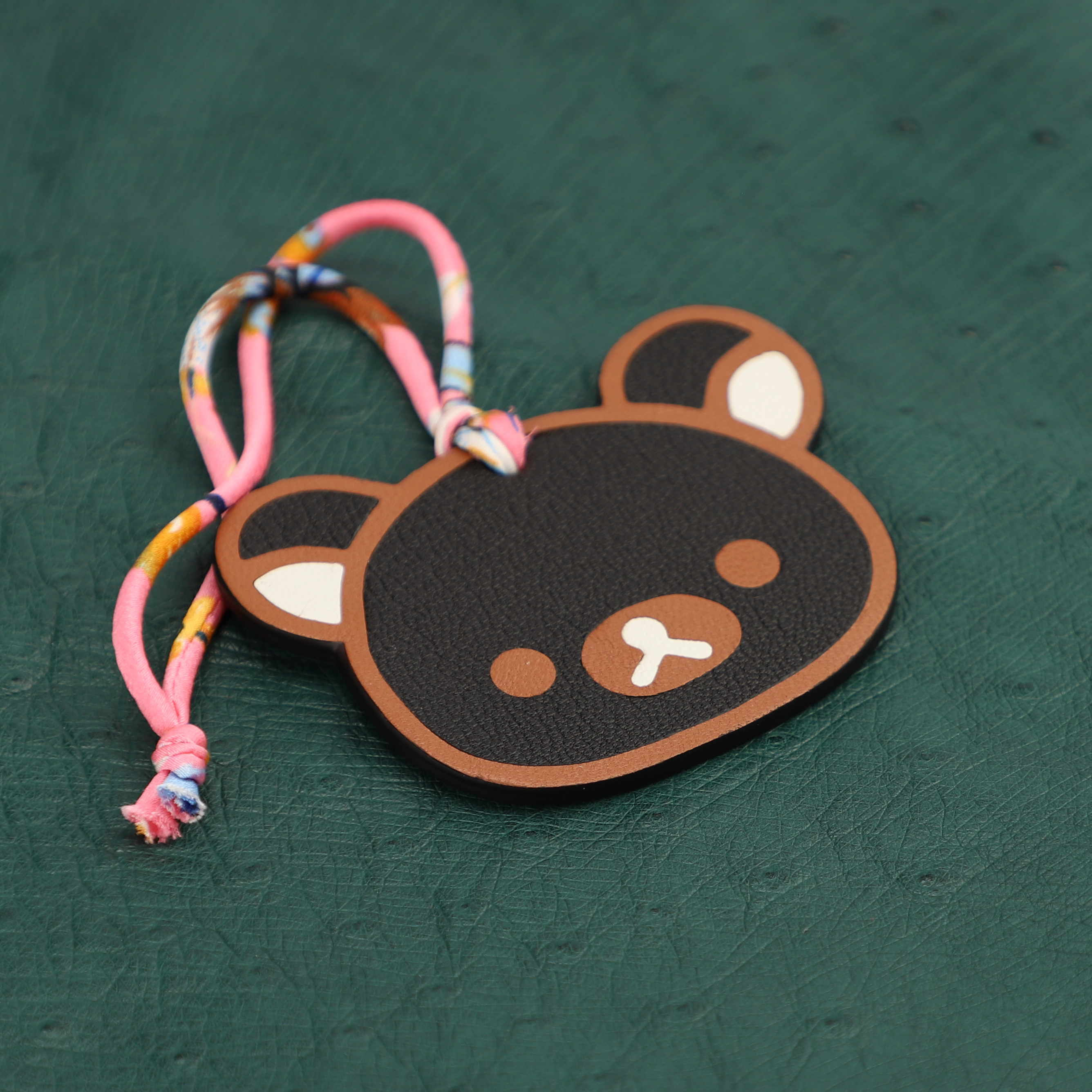 Handmade Chevre Gyzore Goatskin Bear Head Bag Charm,Bear Head charm