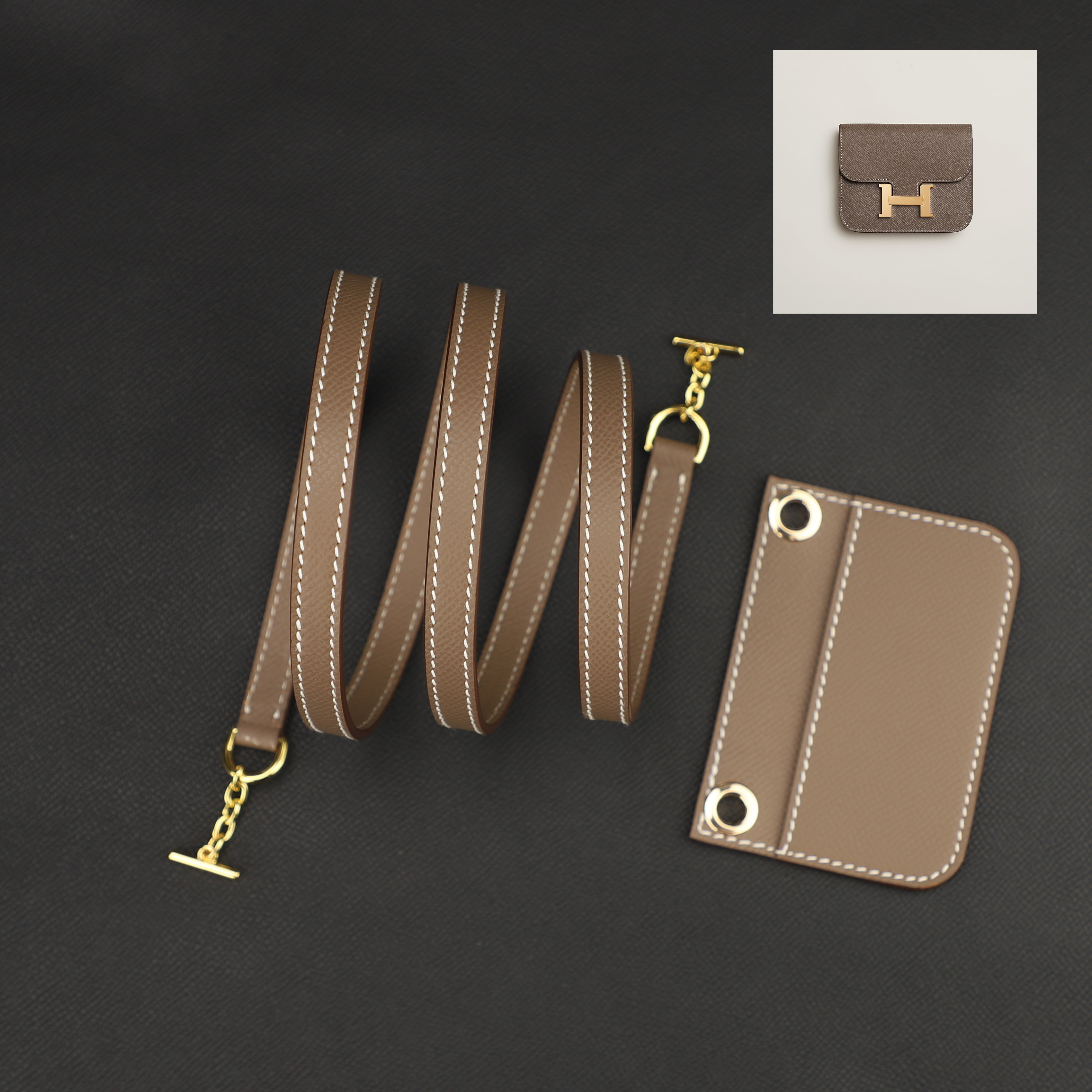 Customized The epsom leather insert and Shoulder strap for Constance Slim wallet