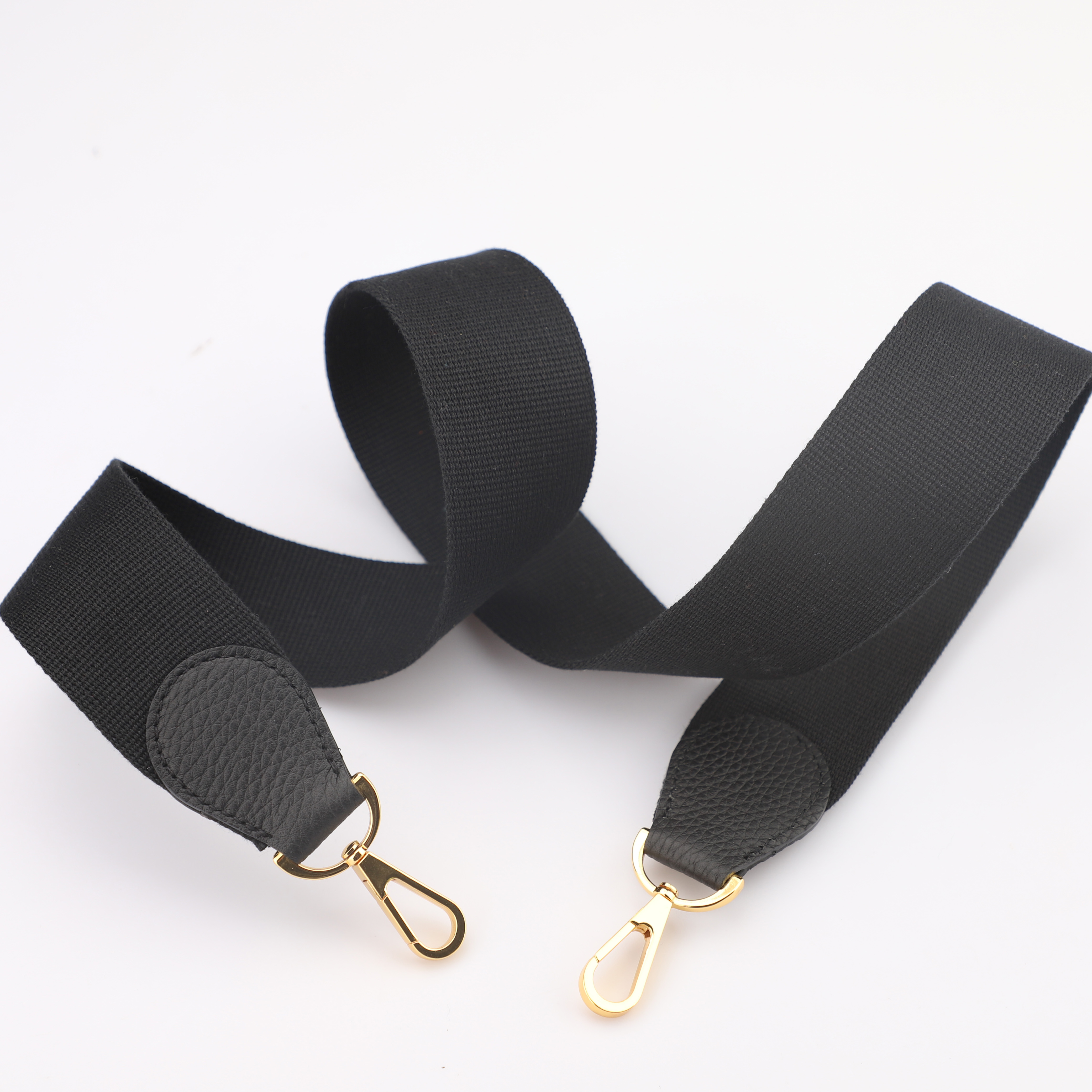 2"  Black Canvas and Togo Leather shoulder bag strap,Crossbody bag strap,Guitar Strap for Kelly bags and Bolide bags