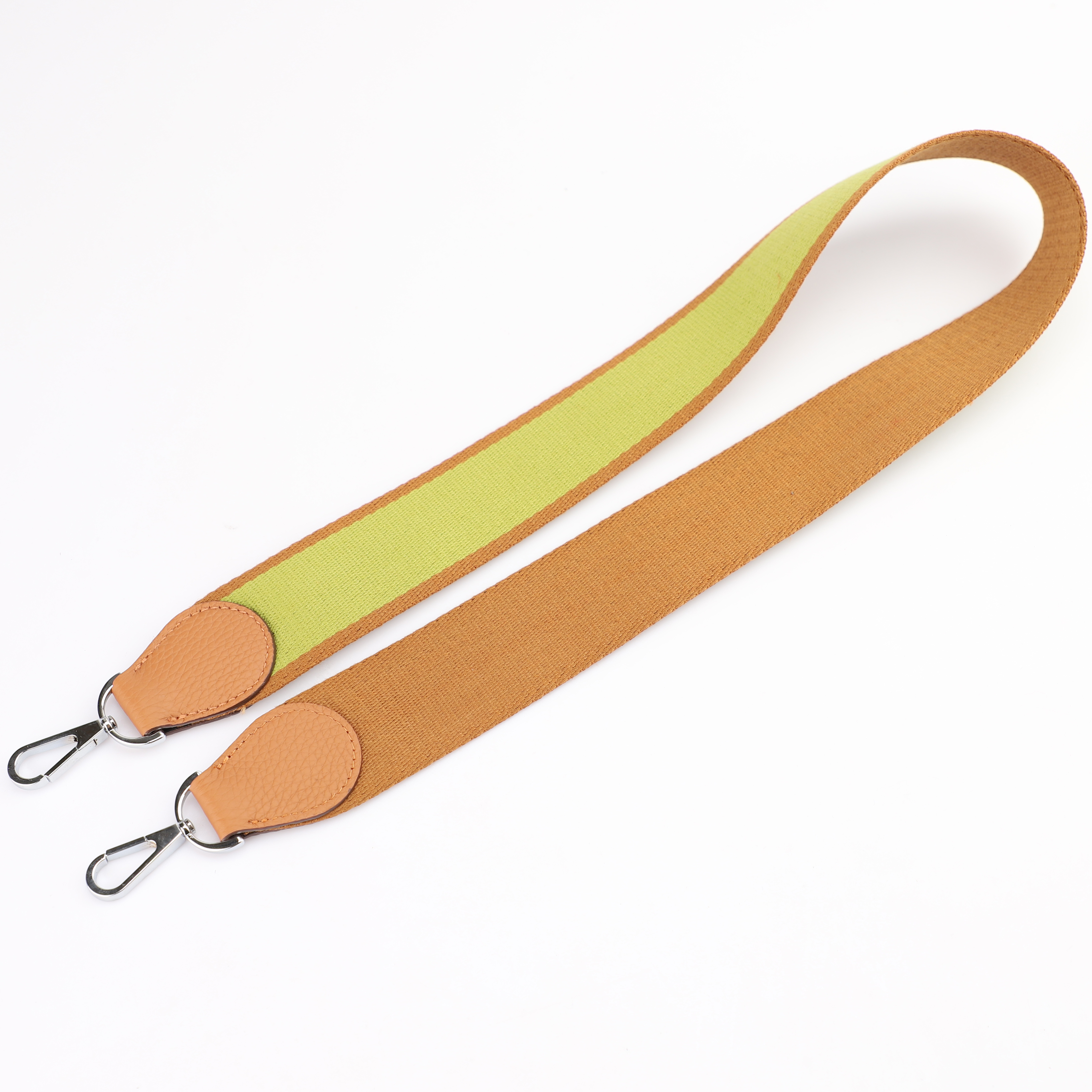 Handamde The 2" wide Gold/Anis Green canvas and togo leather shoulder strap for brand bag,guita strap,crossbody strap