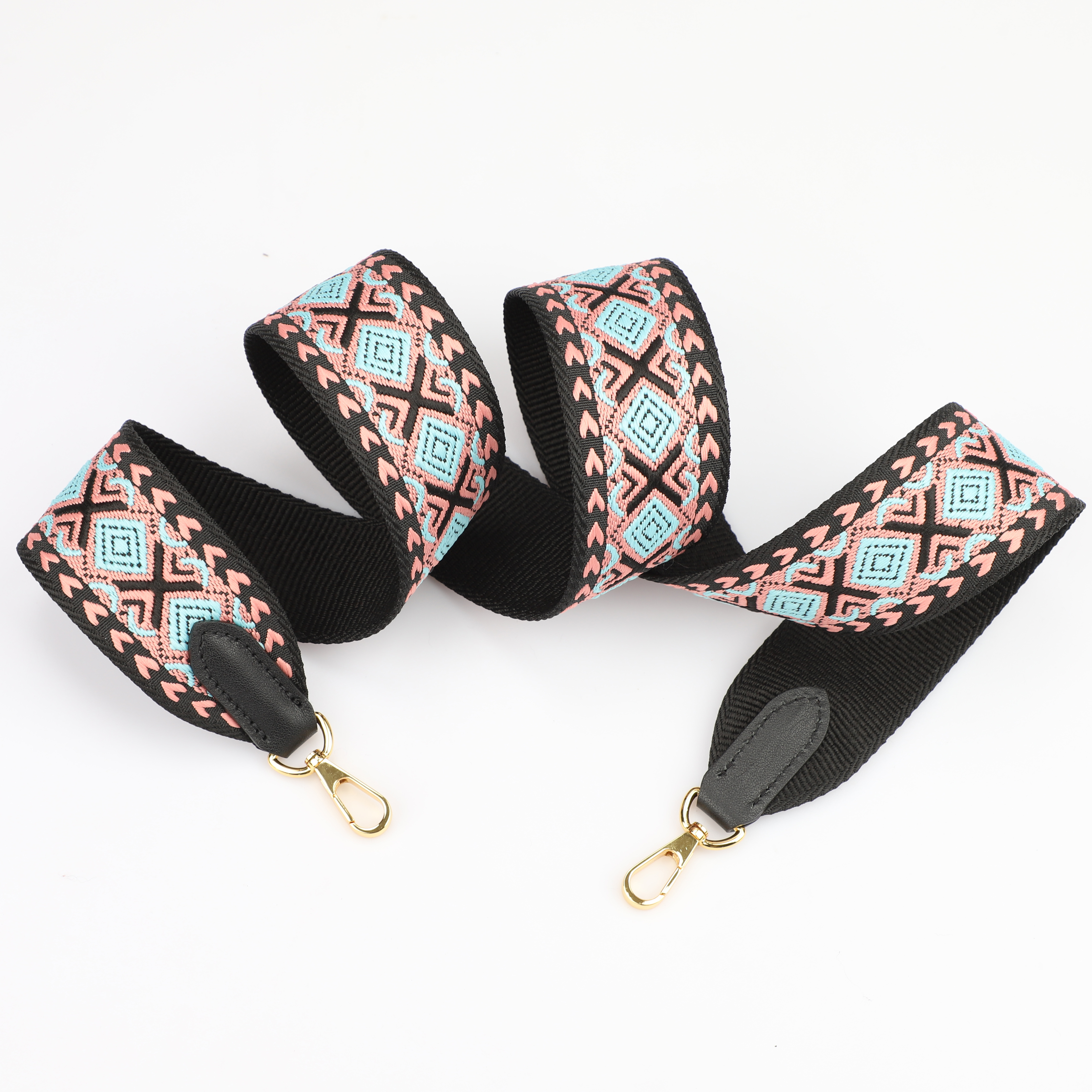 2 "Wide Pink, White and Black jacquard webbing shoulder strap