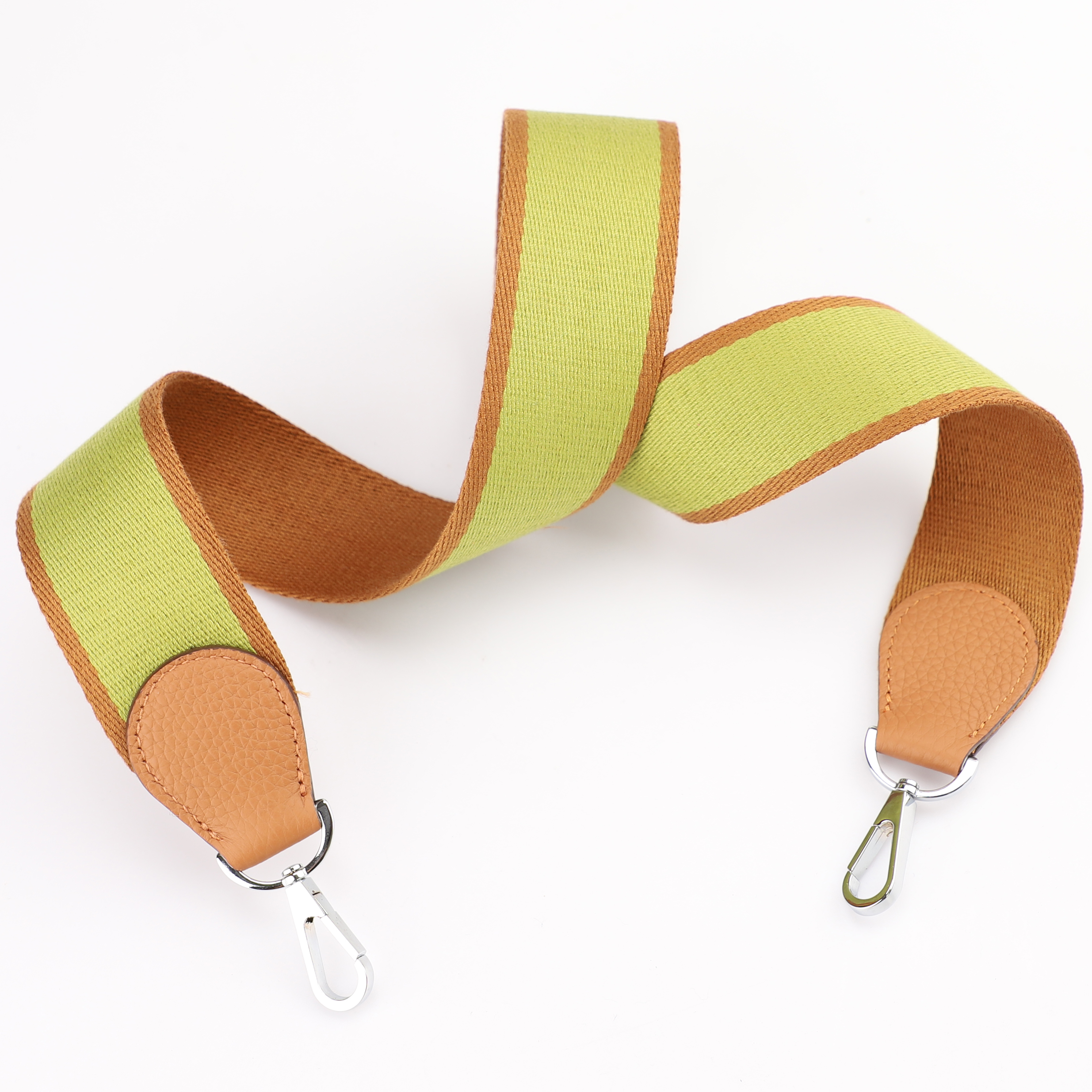 Handamde The 2" wide Gold/Anis Green canvas and togo leather shoulder strap for brand bag,guita strap,crossbody strap