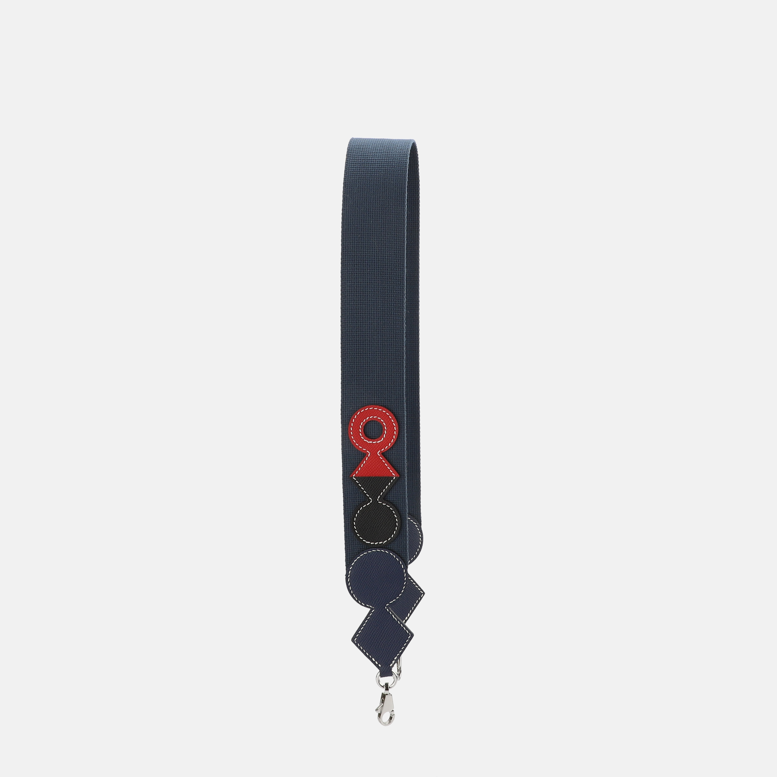 Handmade The Attelage Shoulder Strap Canvas and Epsom Blue Indigo / Black / Rouge H 50mm, large snap hook 50mm