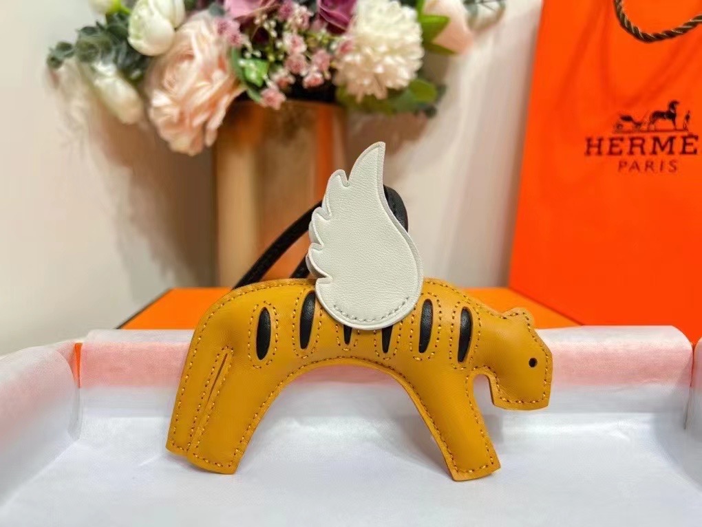 Handmade The Swift Leather Flying Tiger bag charm,Black Swift leather Flying Tiger kelly bag charm