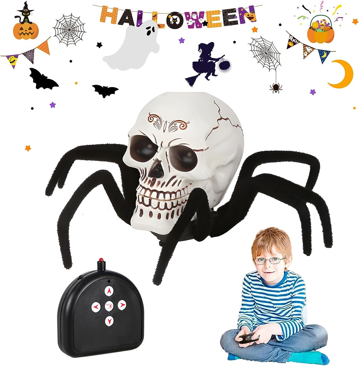 🔥HOT SALE🔥2023 Latest Halloween Scary Remote Control Skeleton Spider💀