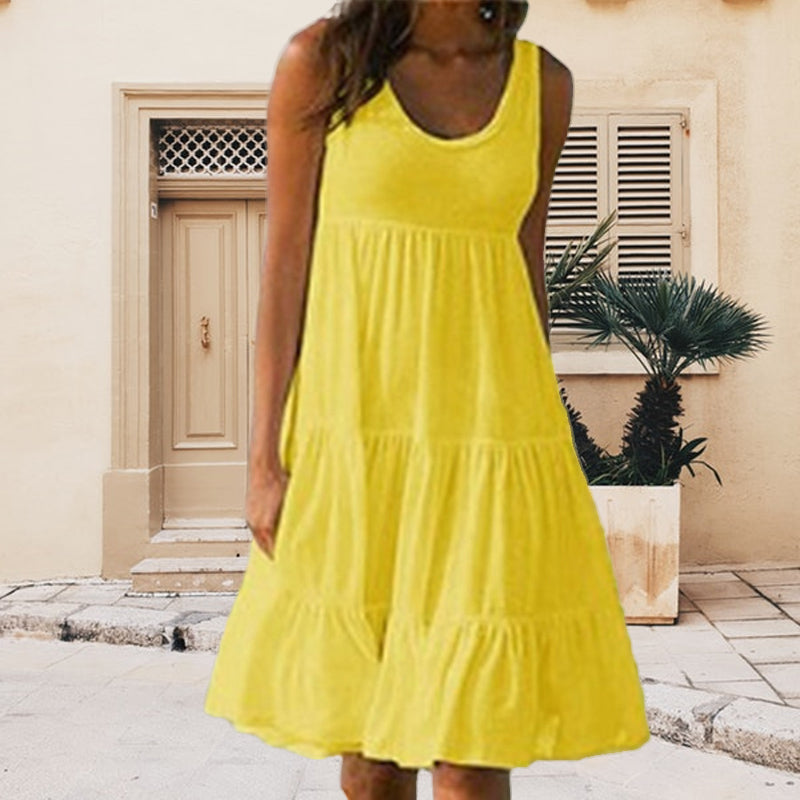 WOMEN'S CREW NECK SLEEVELESS BEACH DRESS