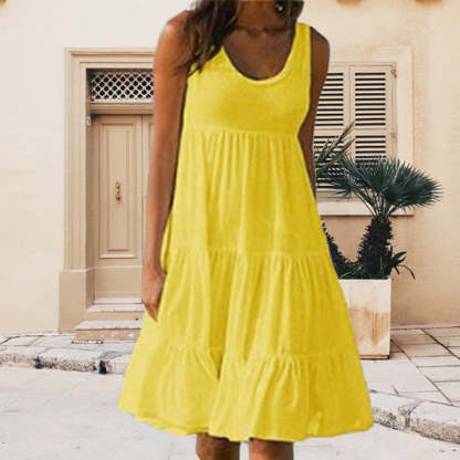 WOMEN'S CREW NECK SLEEVELESS BEACH DRESS