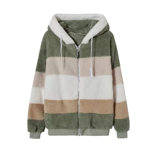 2022 autumn-winter new lamb velvet jacket with zipper pocket and hood-ABOXUN