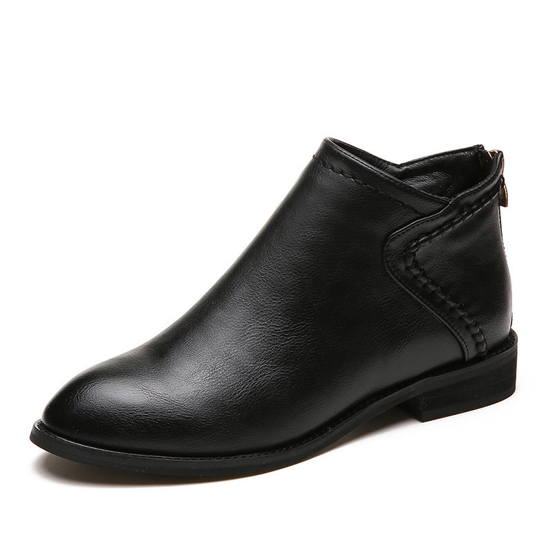 British style back zip short martin boots-ABOXUN