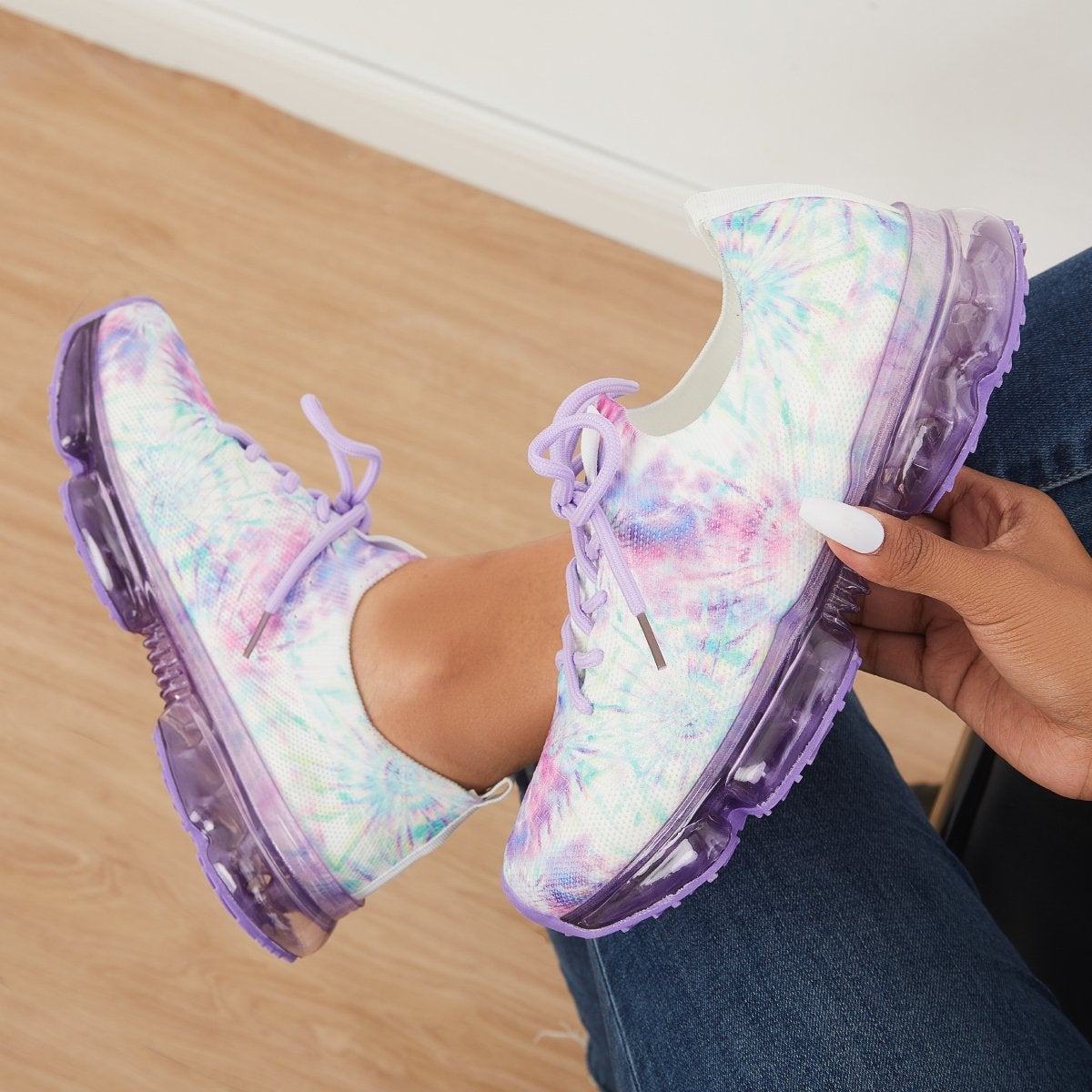 Women's Lace Up Air Cushion Tennis Sports Sneakers Breathable Mesh Shoes-ABOXUN