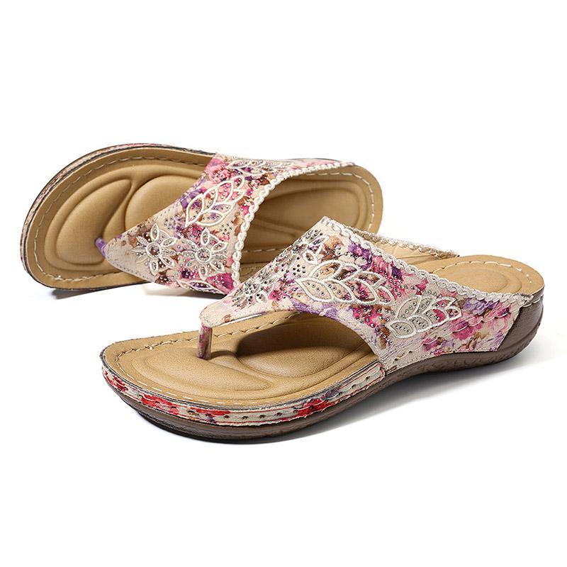 Women's Clip Toe Colorful Flip Flops Stitching Beach Casual Sandals-ABOXUN