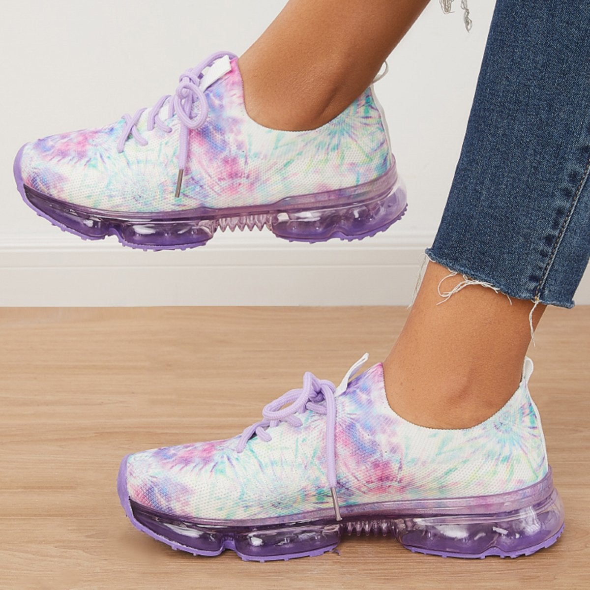 Women's Lace Up Air Cushion Tennis Sports Sneakers Breathable Mesh Shoes-ABOXUN