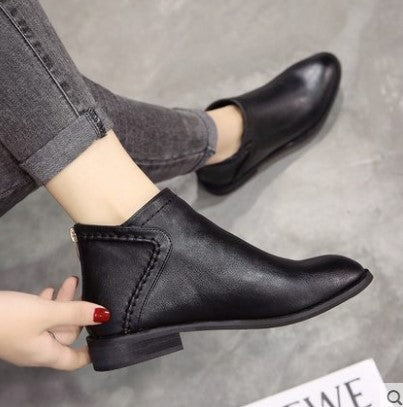 British style back zip short martin boots-ABOXUN