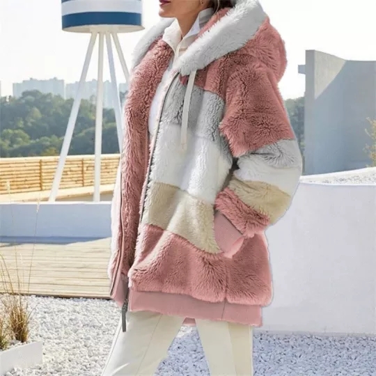 2022 autumn-winter new lamb velvet jacket with zipper pocket and hood-ABOXUN