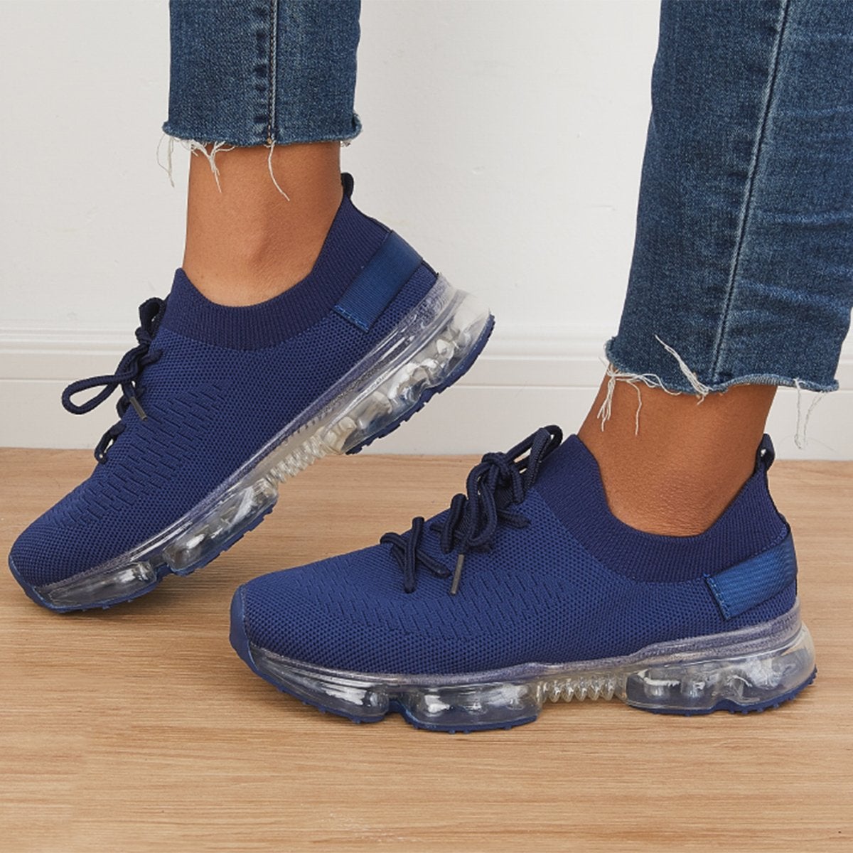 Women's Lace Up Air Cushion Tennis Sports Sneakers Breathable Mesh Shoes-ABOXUN