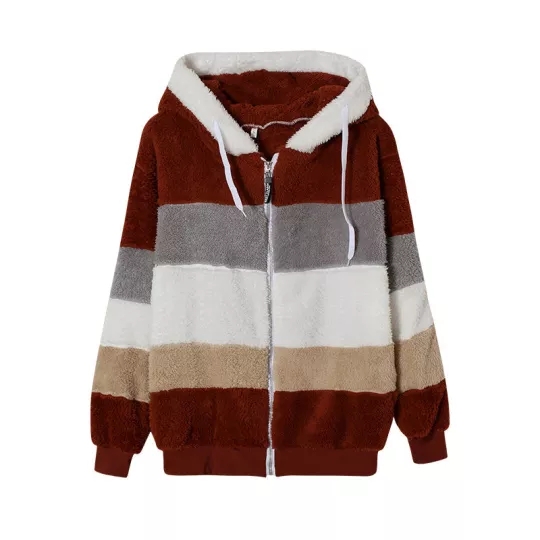 2022 autumn-winter new lamb velvet jacket with zipper pocket and hood-ABOXUN