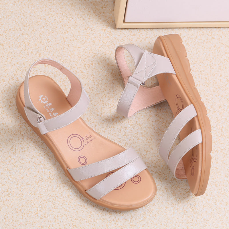 Women's Summer Soft Cowhide Rubber Sole Sandals-ABOXUN