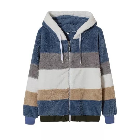 2022 autumn-winter new lamb velvet jacket with zipper pocket and hood-ABOXUN