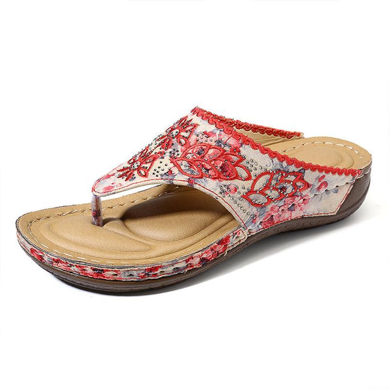 Women's Clip Toe Colorful Flip Flops Stitching Beach Casual Sandals-ABOXUN