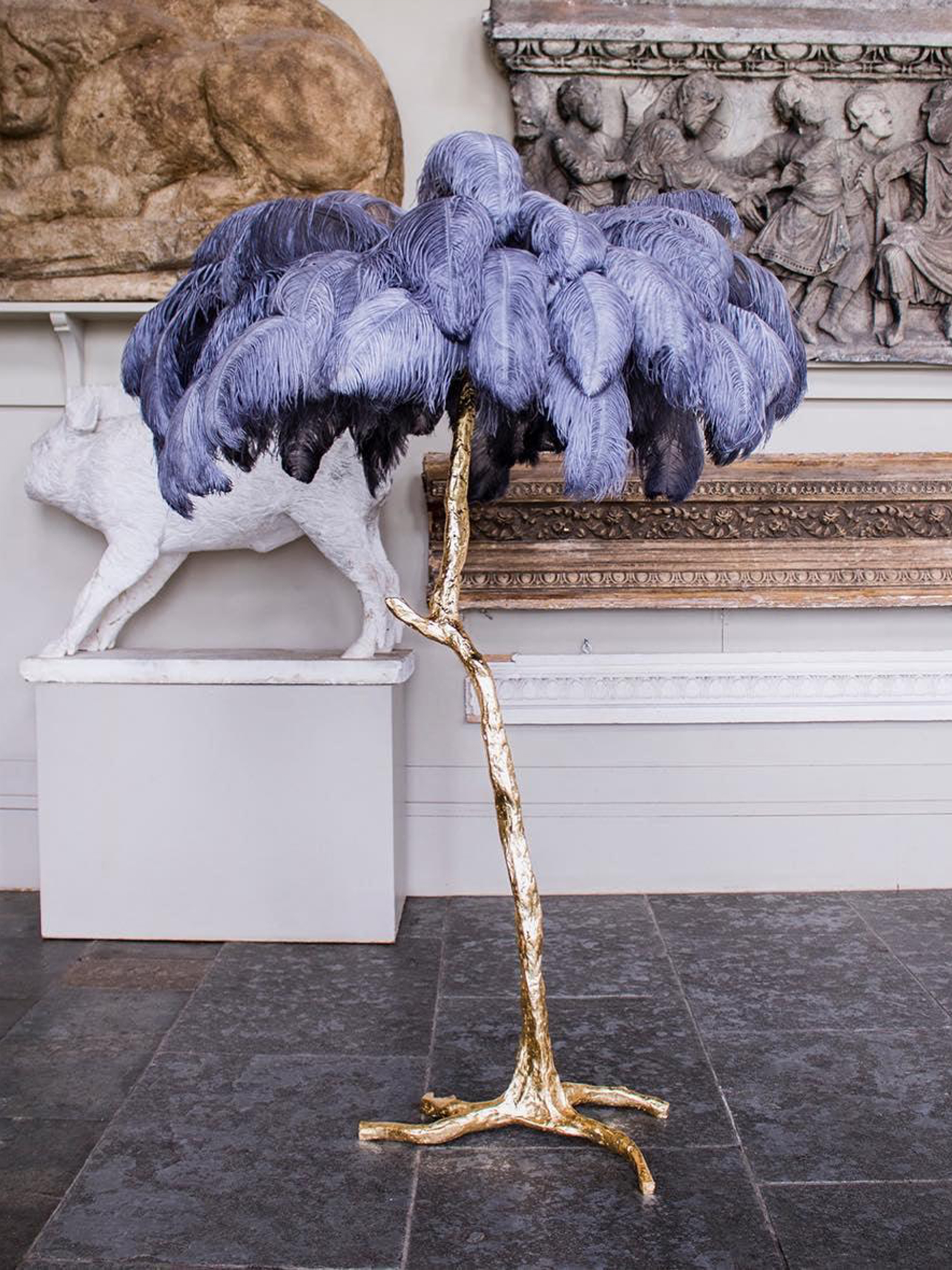 Ostrich Feather Floor Lamp-elegalight