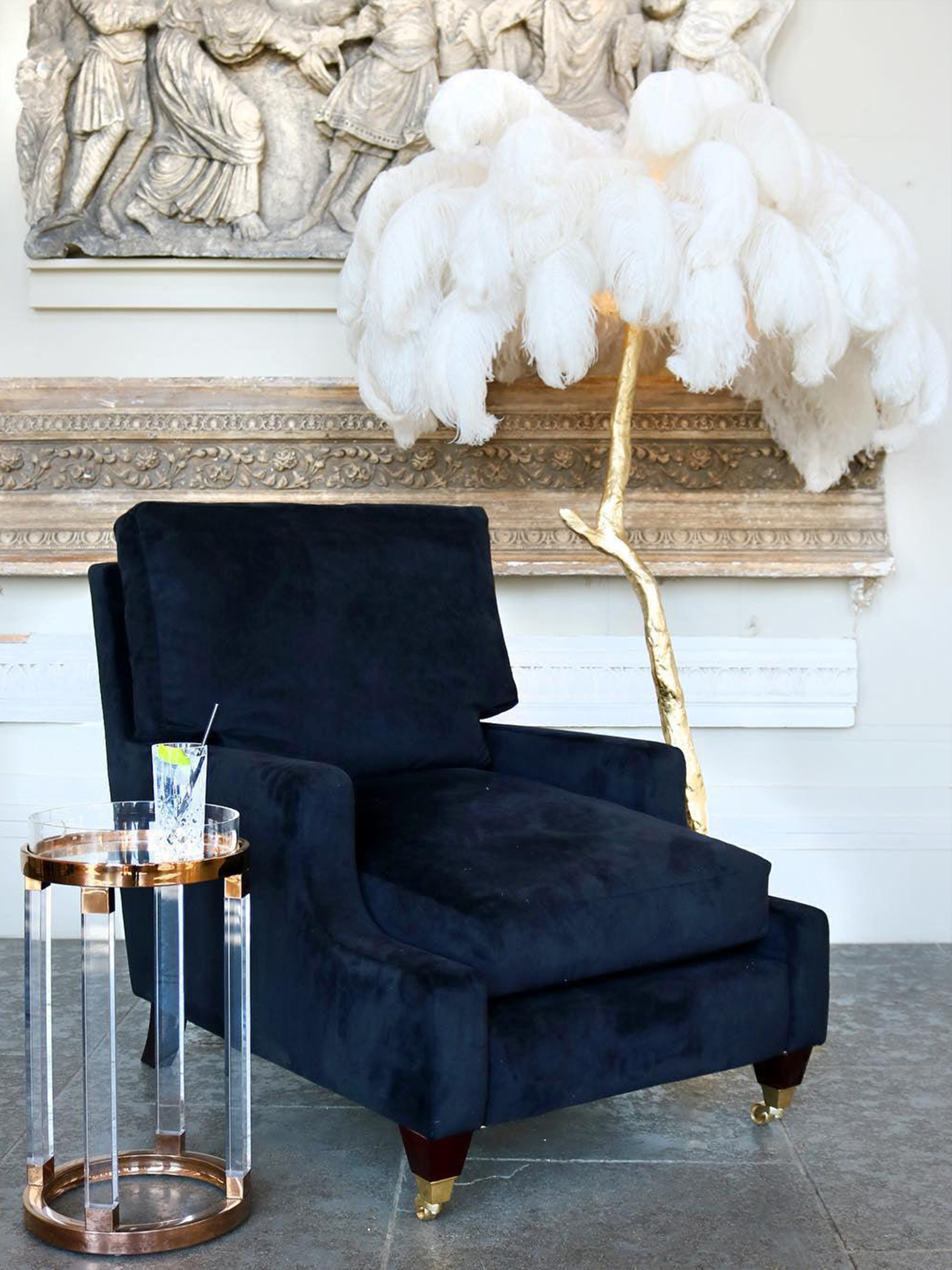 Ostrich Feather Floor Lamp-elegalight