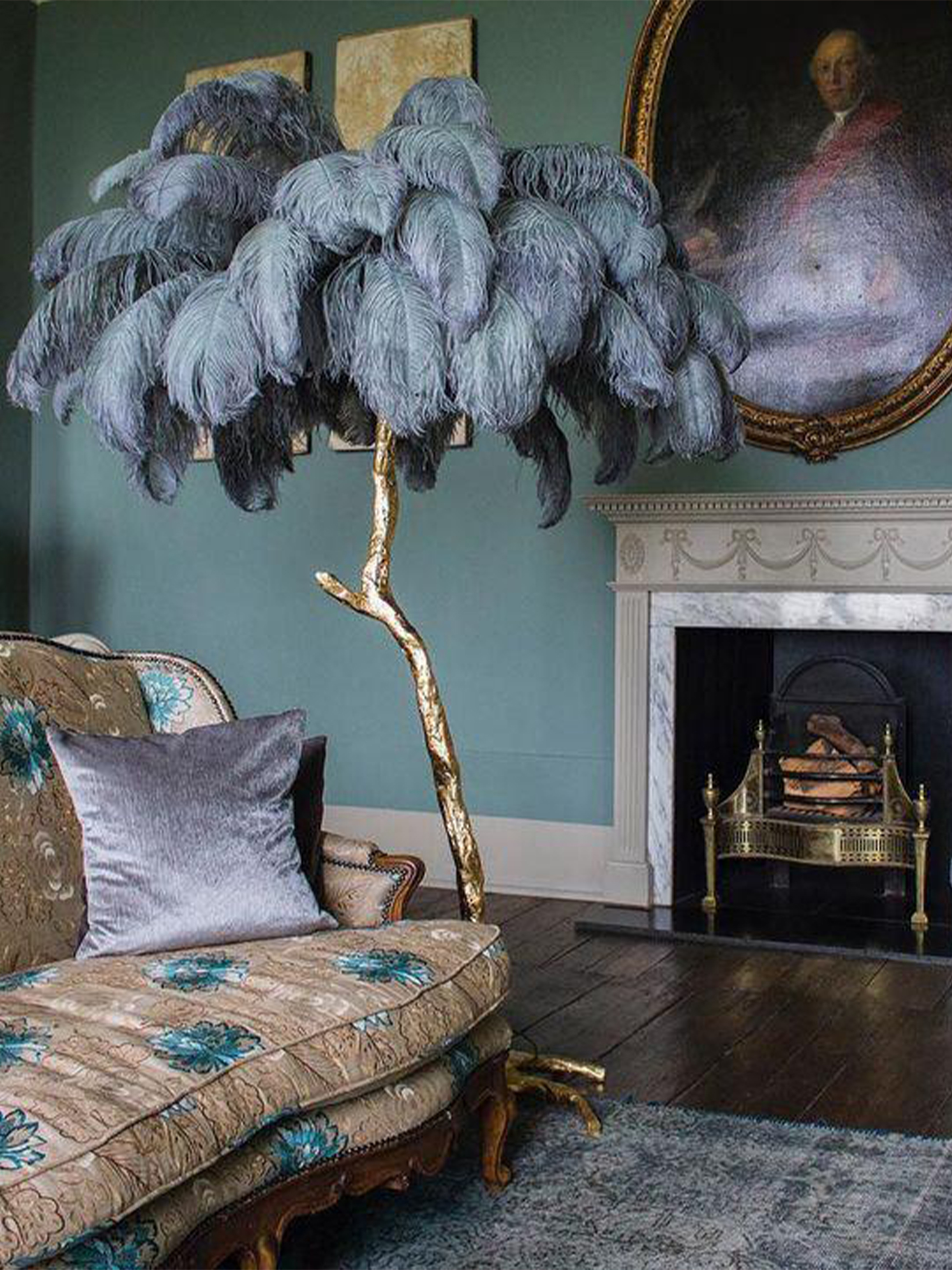 Ostrich Feather Floor Lamp-elegalight