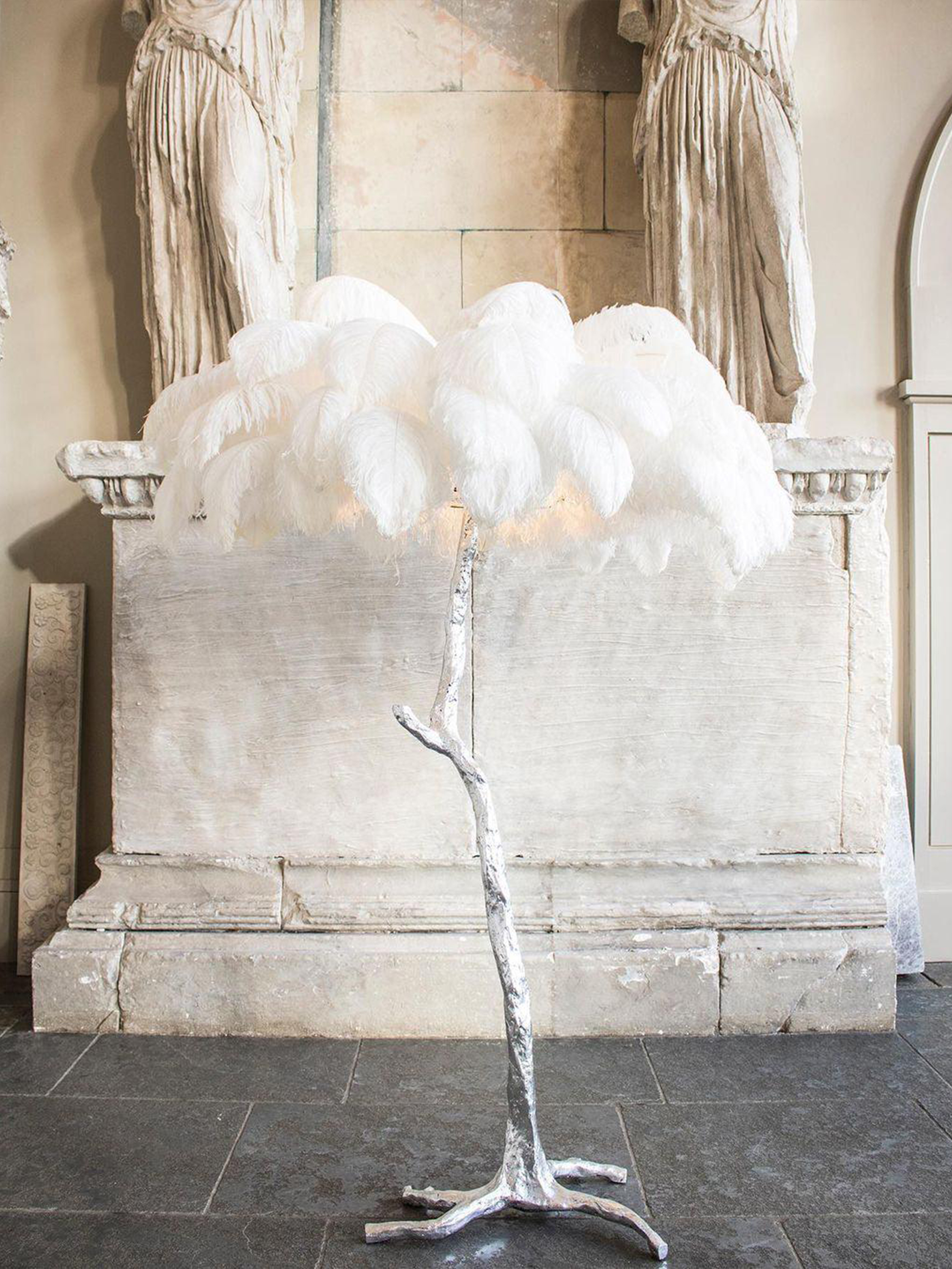 Ostrich Feather Floor Lamp-elegalight