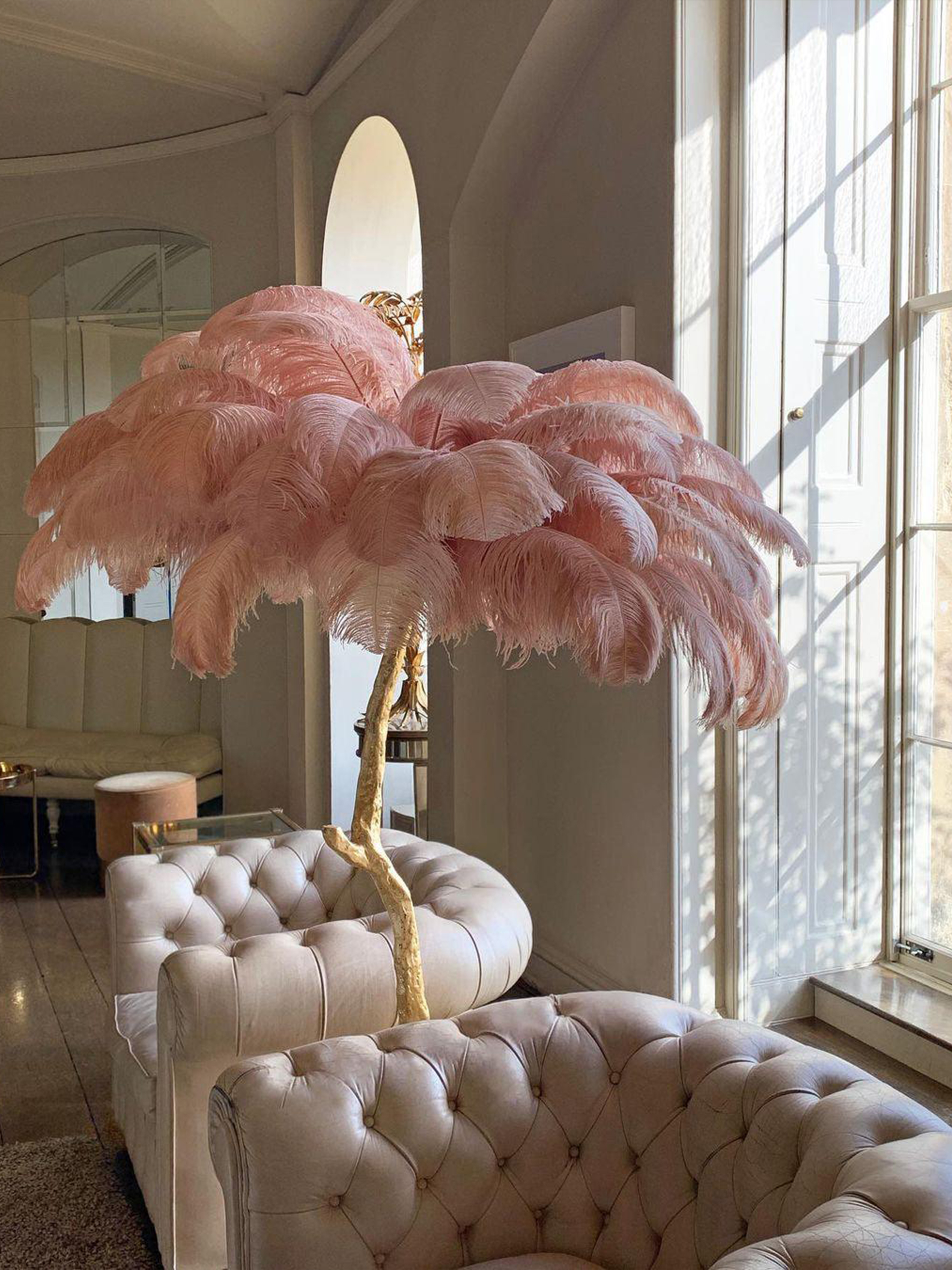 Ostrich Feather Floor Lamp-elegalight