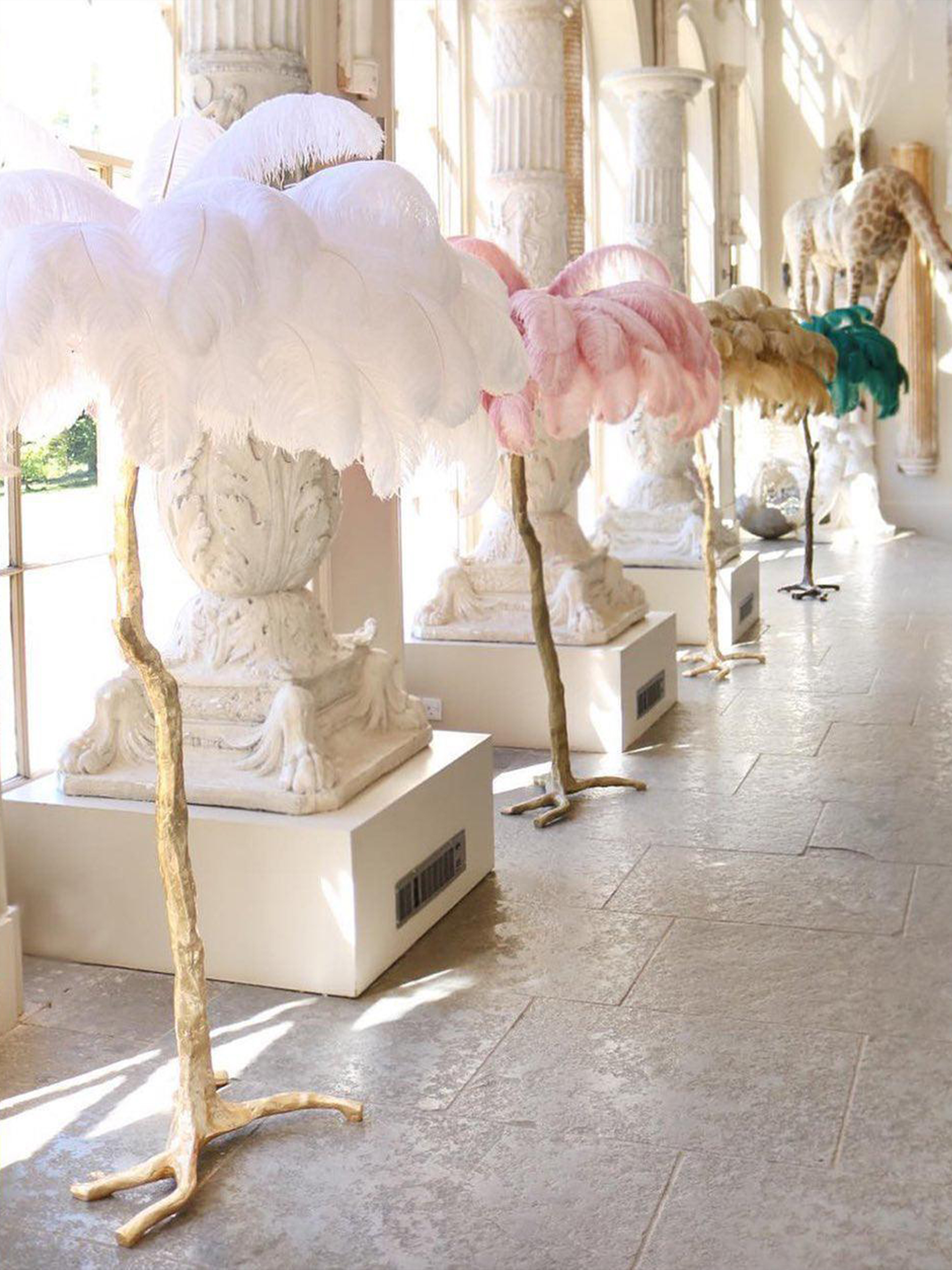 Ostrich Feather Floor Lamp-elegalight