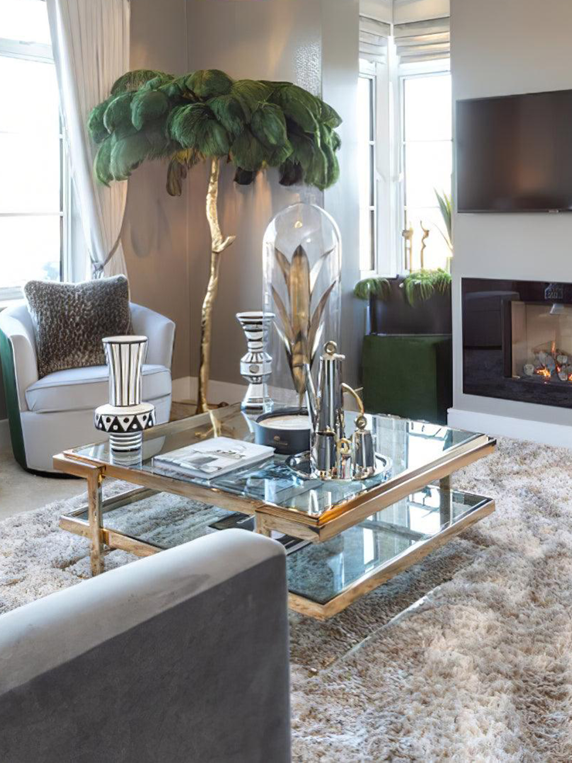 Ostrich Feather Floor Lamp-elegalight