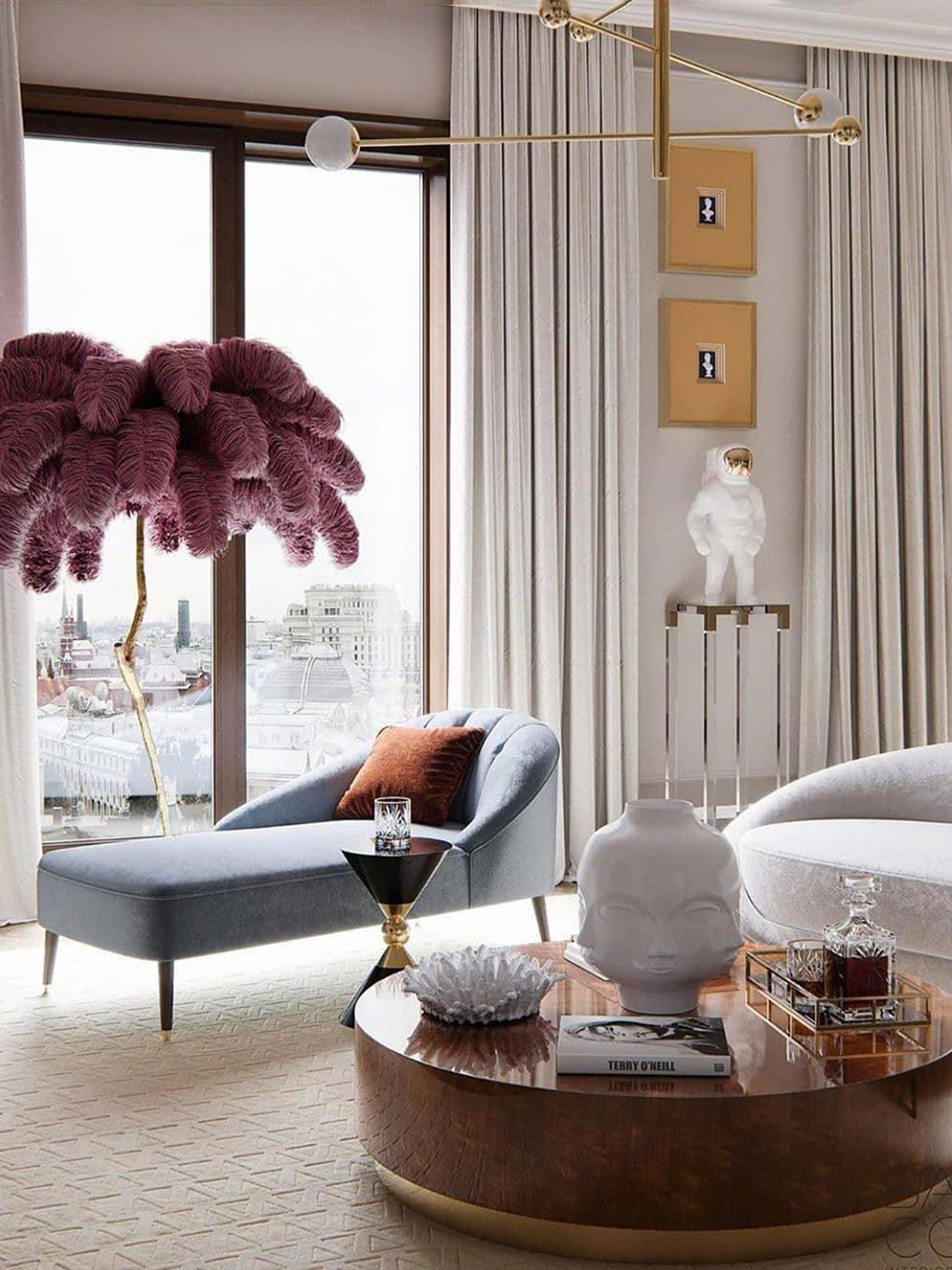 Ostrich Feather Floor Lamp-elegalight