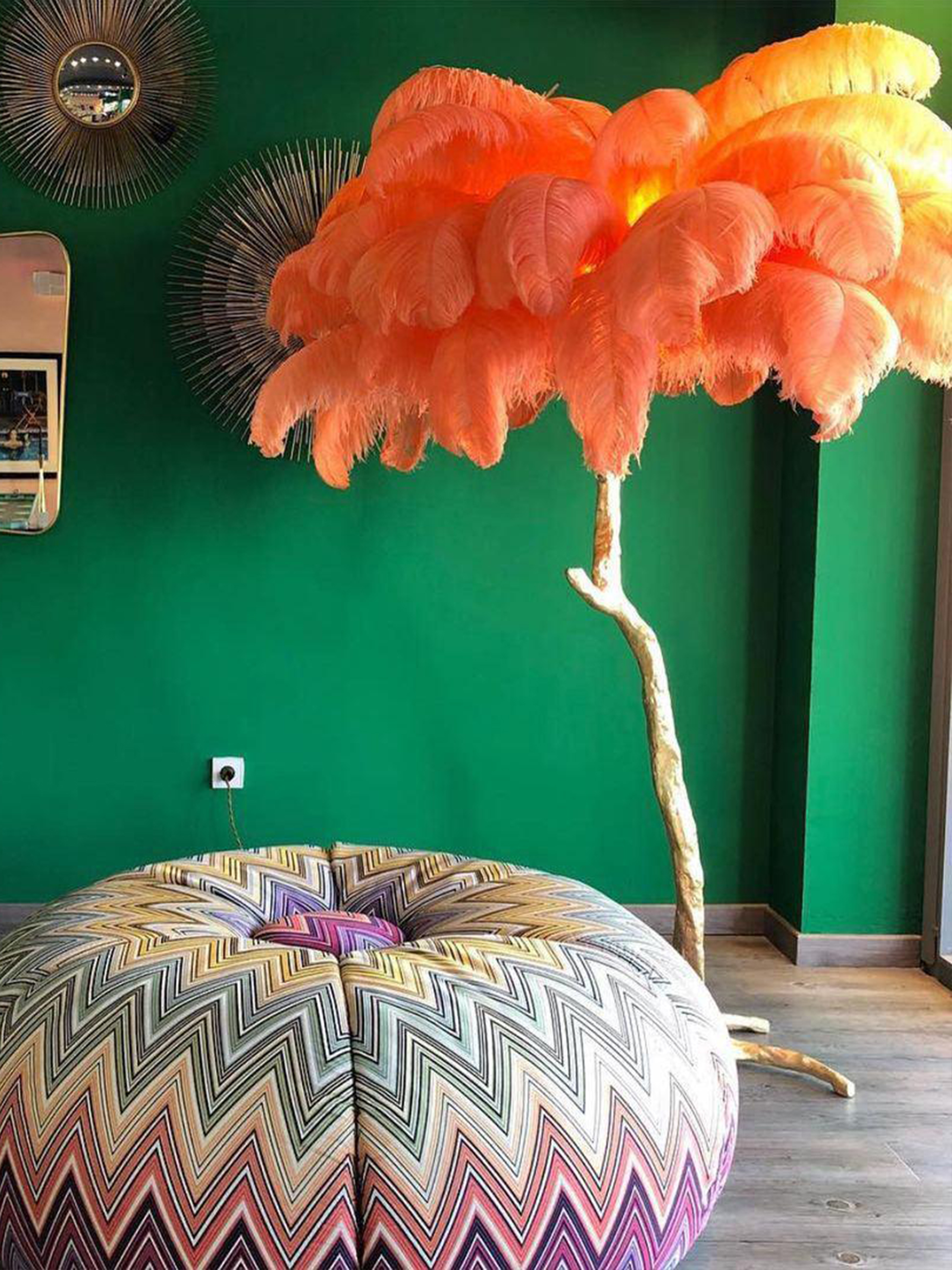 Ostrich Feather Floor Lamp-elegalight