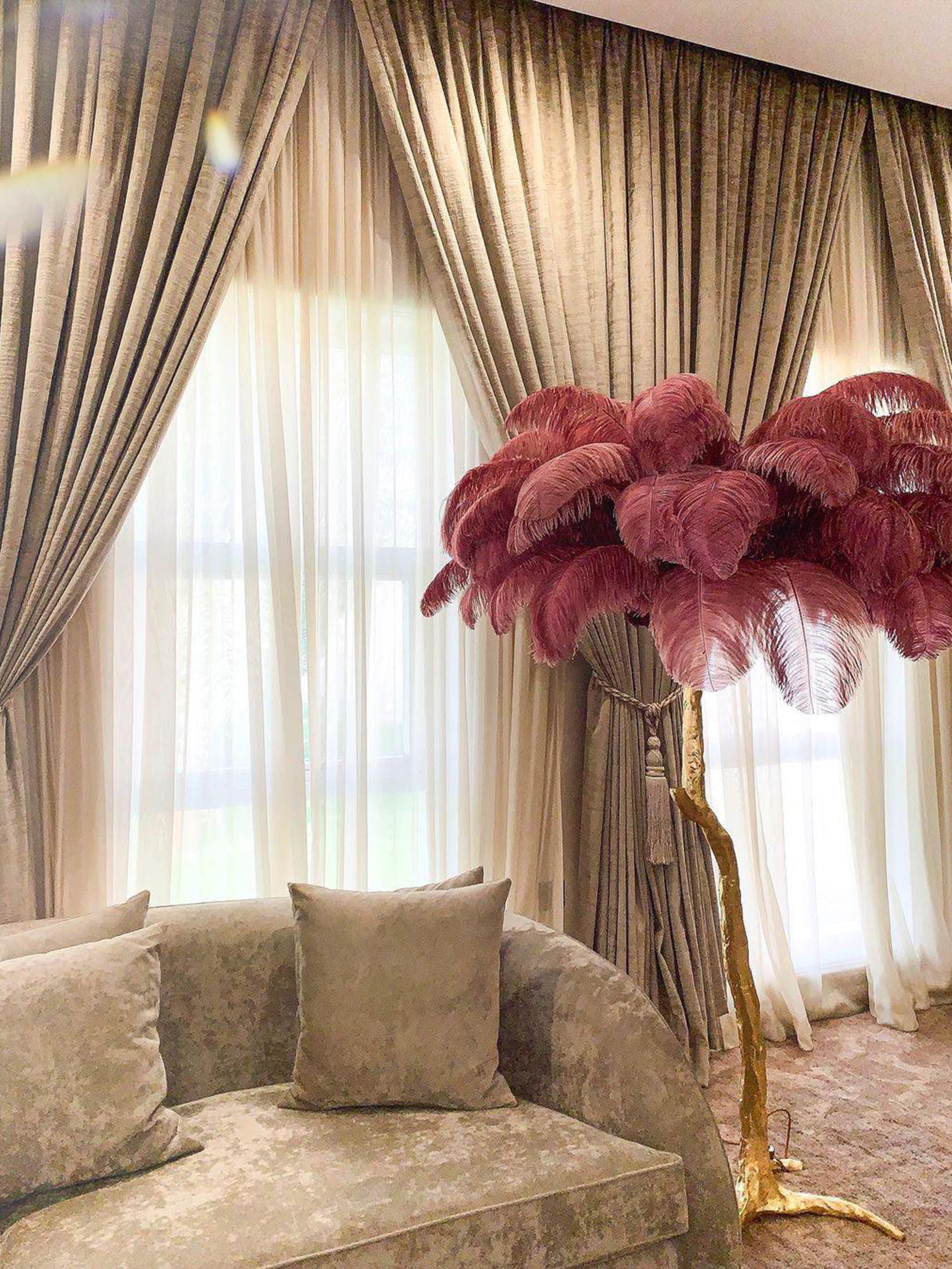 Ostrich Feather Floor Lamp-elegalight