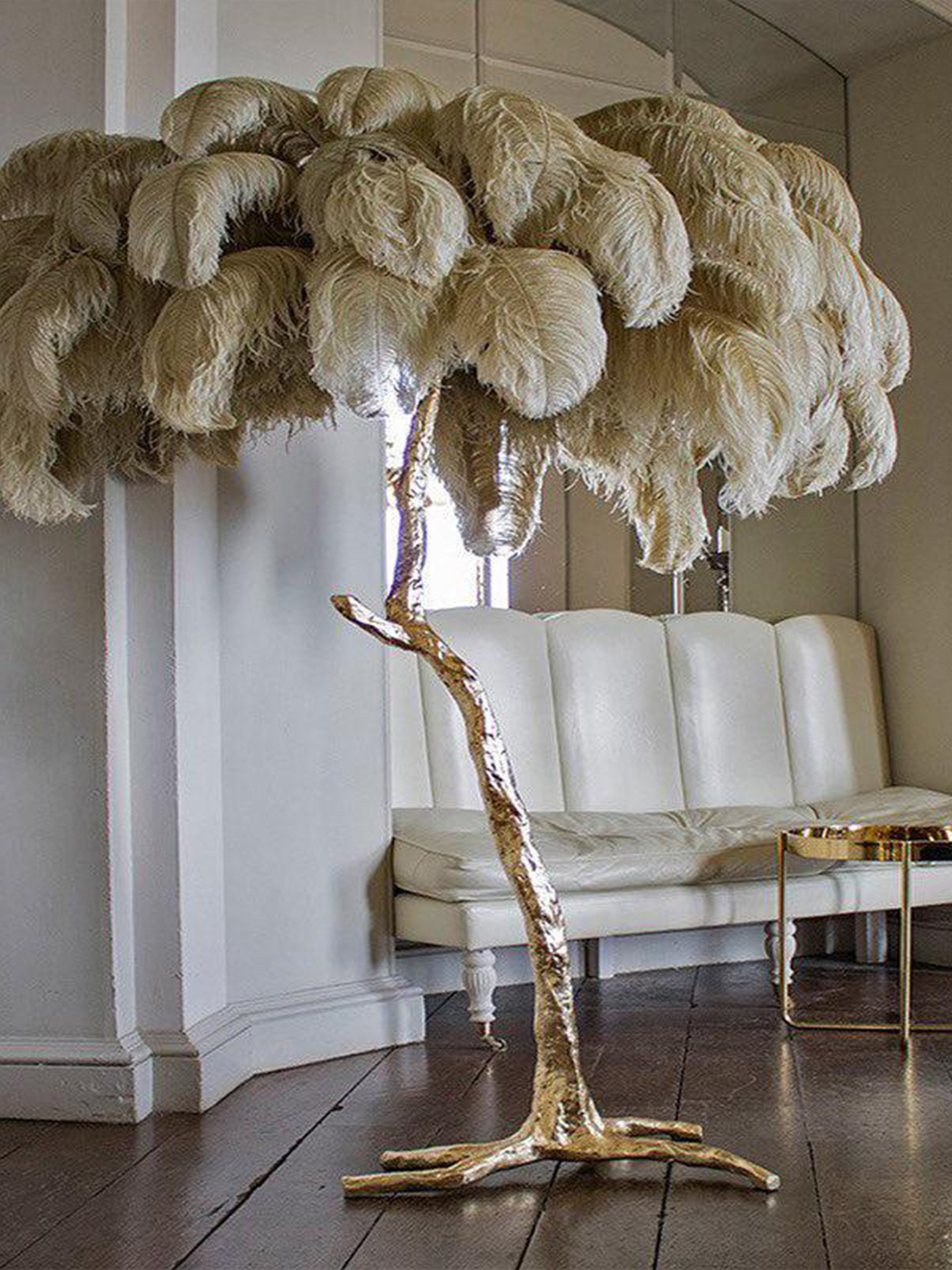 Ostrich Feather Floor Lamp-elegalight