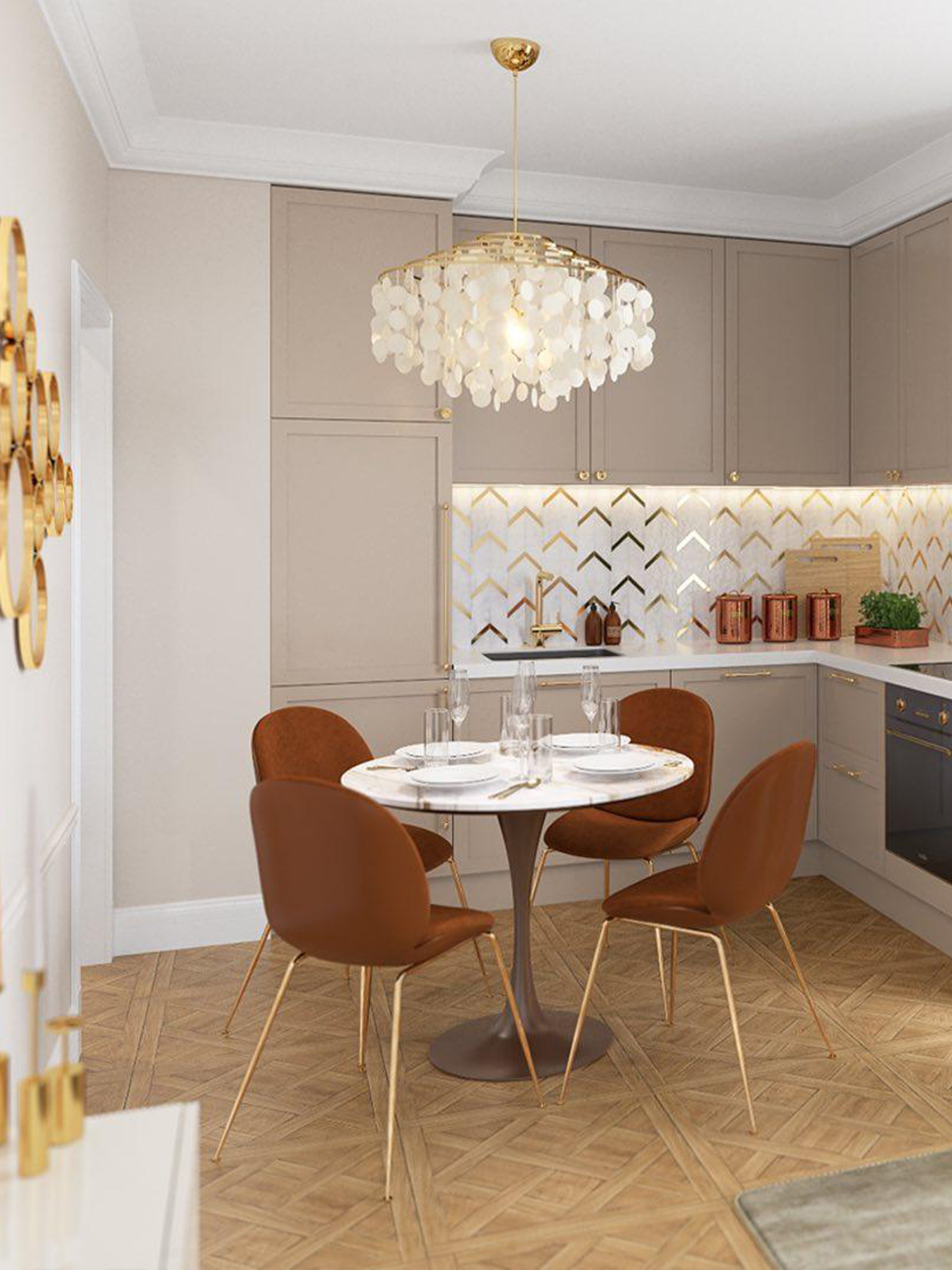 Round Shell Windbell Chandelier-elegalight