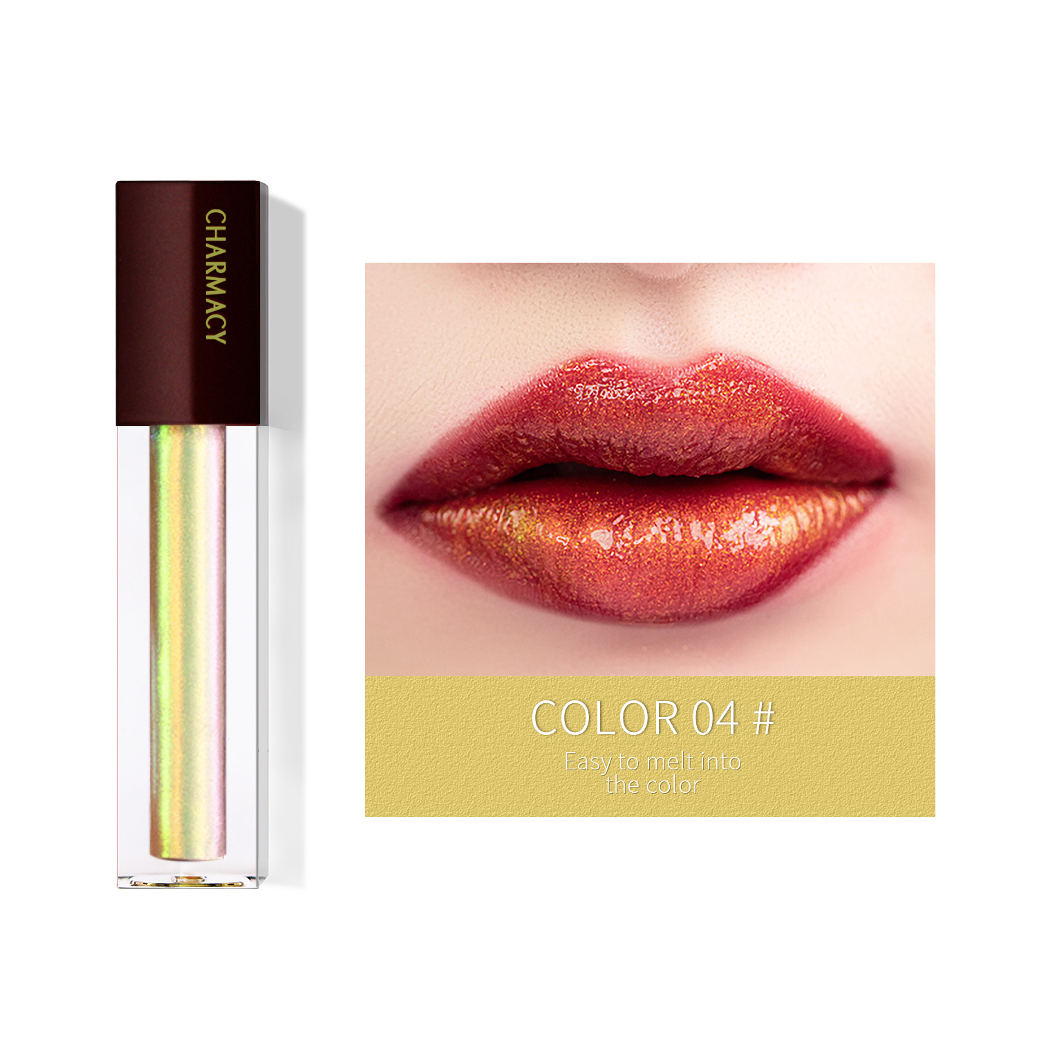Chameleon Diamond Lipgloss Duochrome Shiny Lip Gloss with Sparkles Moisturizing Liquid Lipstick Makeup for Women