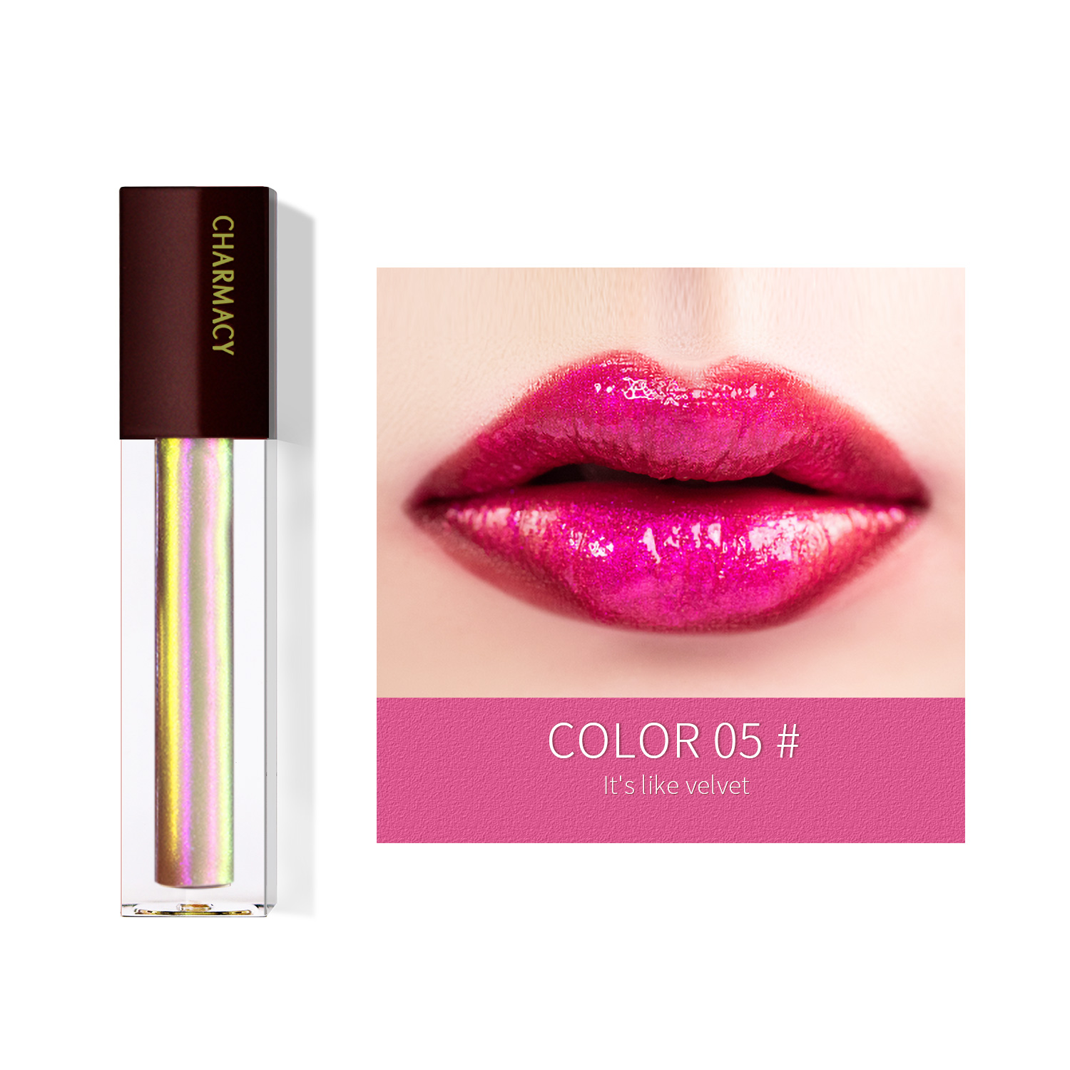 Chameleon Diamond Lipgloss Duochrome Shiny Lip Gloss with Sparkles Moisturizing Liquid Lipstick Makeup for Women