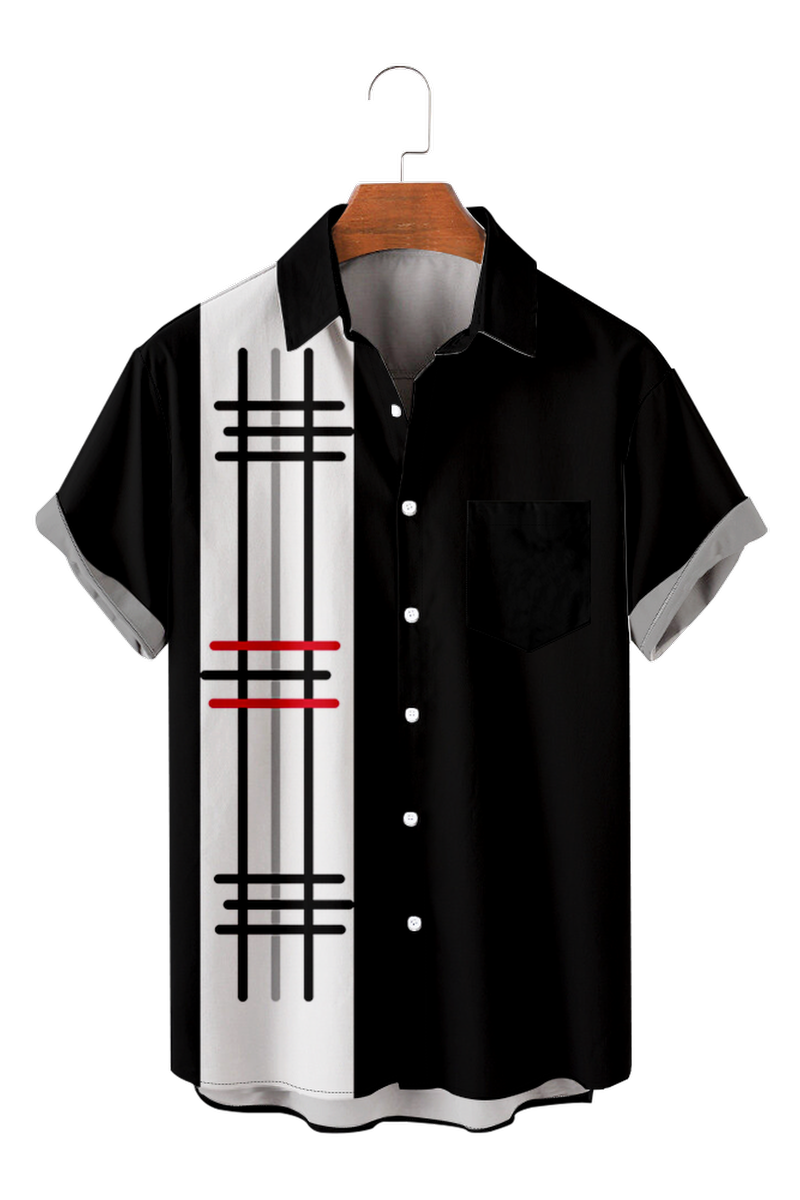Tydres Men's Black With White Stripes Color Combination Shirts Short