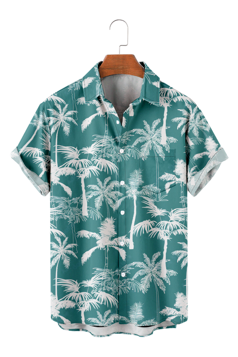 Tydres Men's Coconut Trees Palm Trees Shirts Short Sleeve Hawaiian Shirts